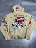 Ed Hardy Zip Up Y2K Hoodie Fleece Bluza z Kapturem rare 13 Christian Audigier