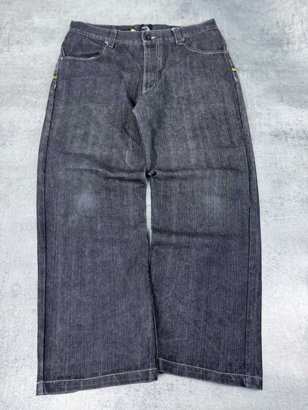 Raw Blue Sacred Spirit Baggy Wide Leg Loose Fit Spodnie Jeansowe Jeansy Denim Graphic Rap HipHop