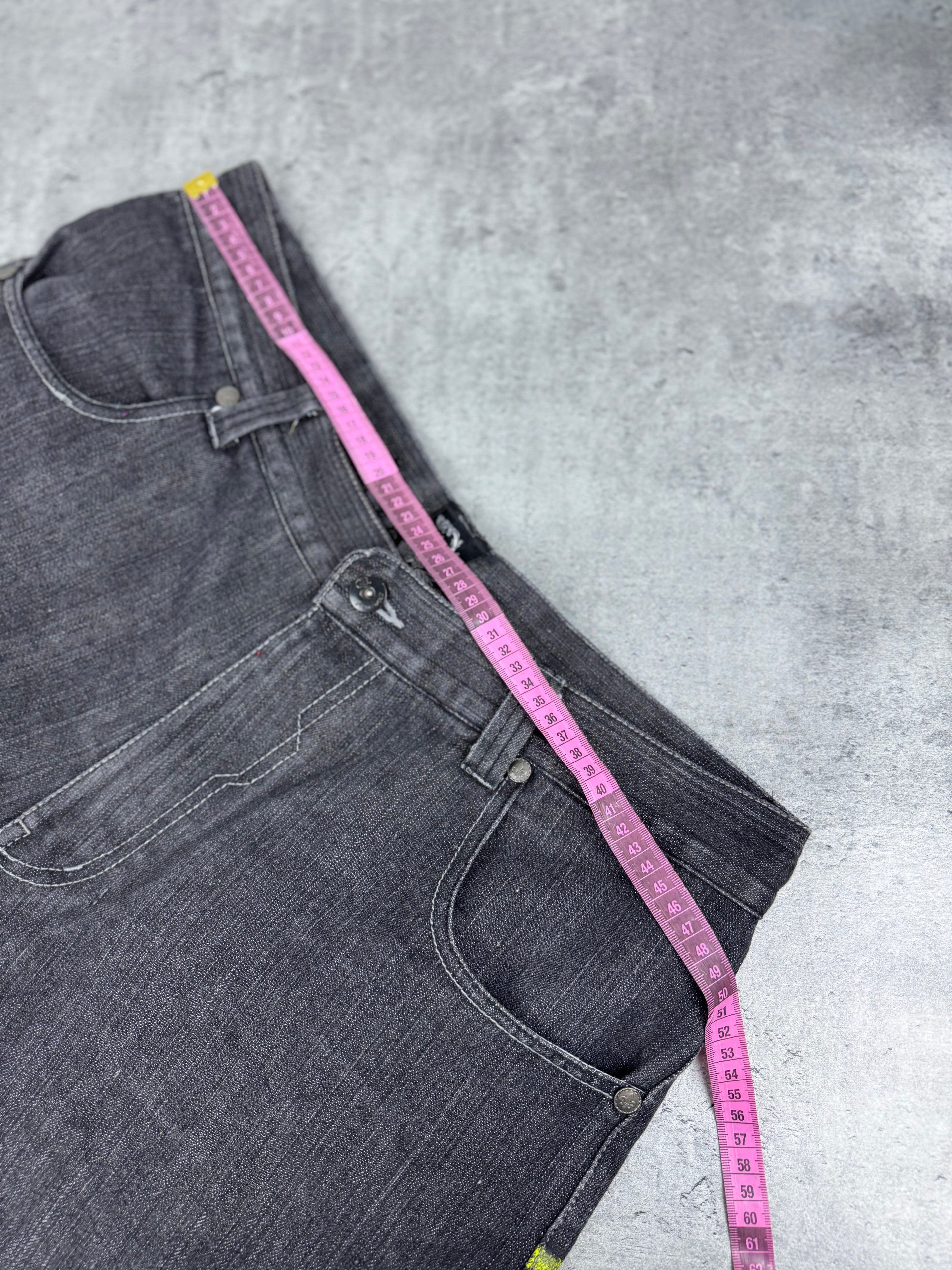Raw Blue Sacred Spirit Baggy Wide Leg Loose Fit Spodnie Jeansowe Jeansy Denim Graphic Rap HipHop