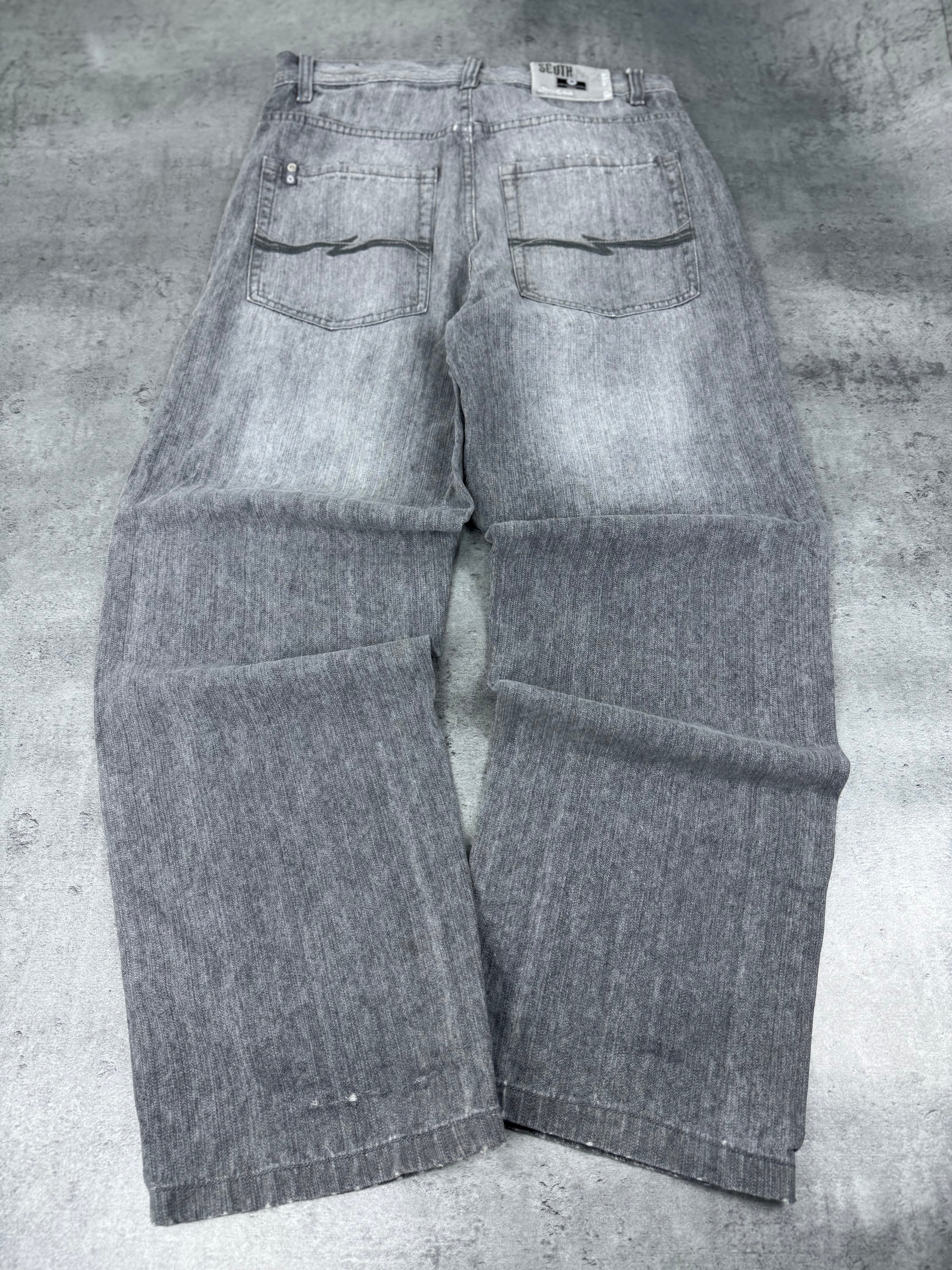 Crazy Baggy Southpole Gray Washed Hiphop Rap Jeans Spodnie eansowe jeansy 2000s 90s