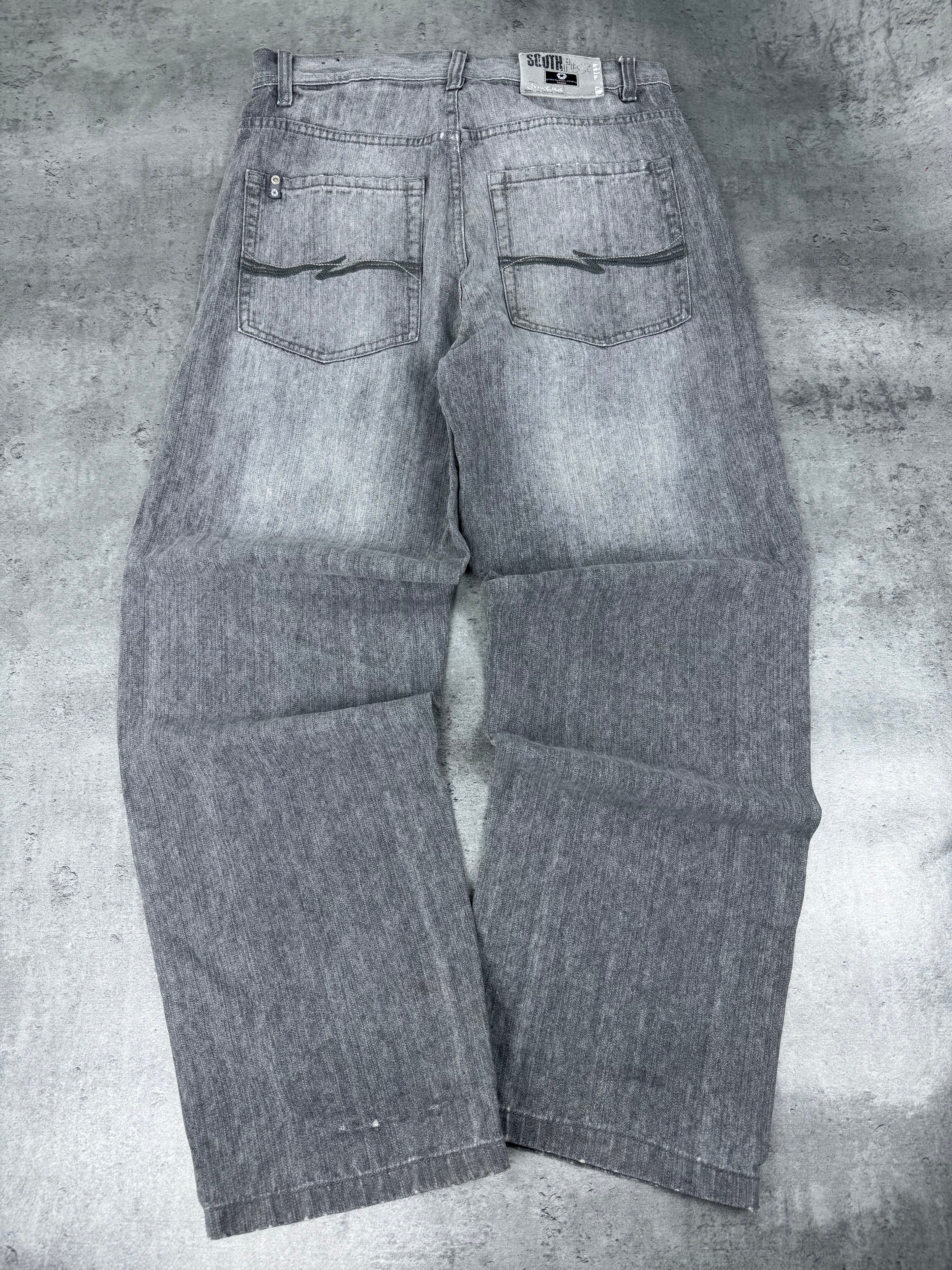 Crazy Baggy Southpole Gray Washed Hiphop Rap Jeans Spodnie eansowe jeansy 2000s 90s