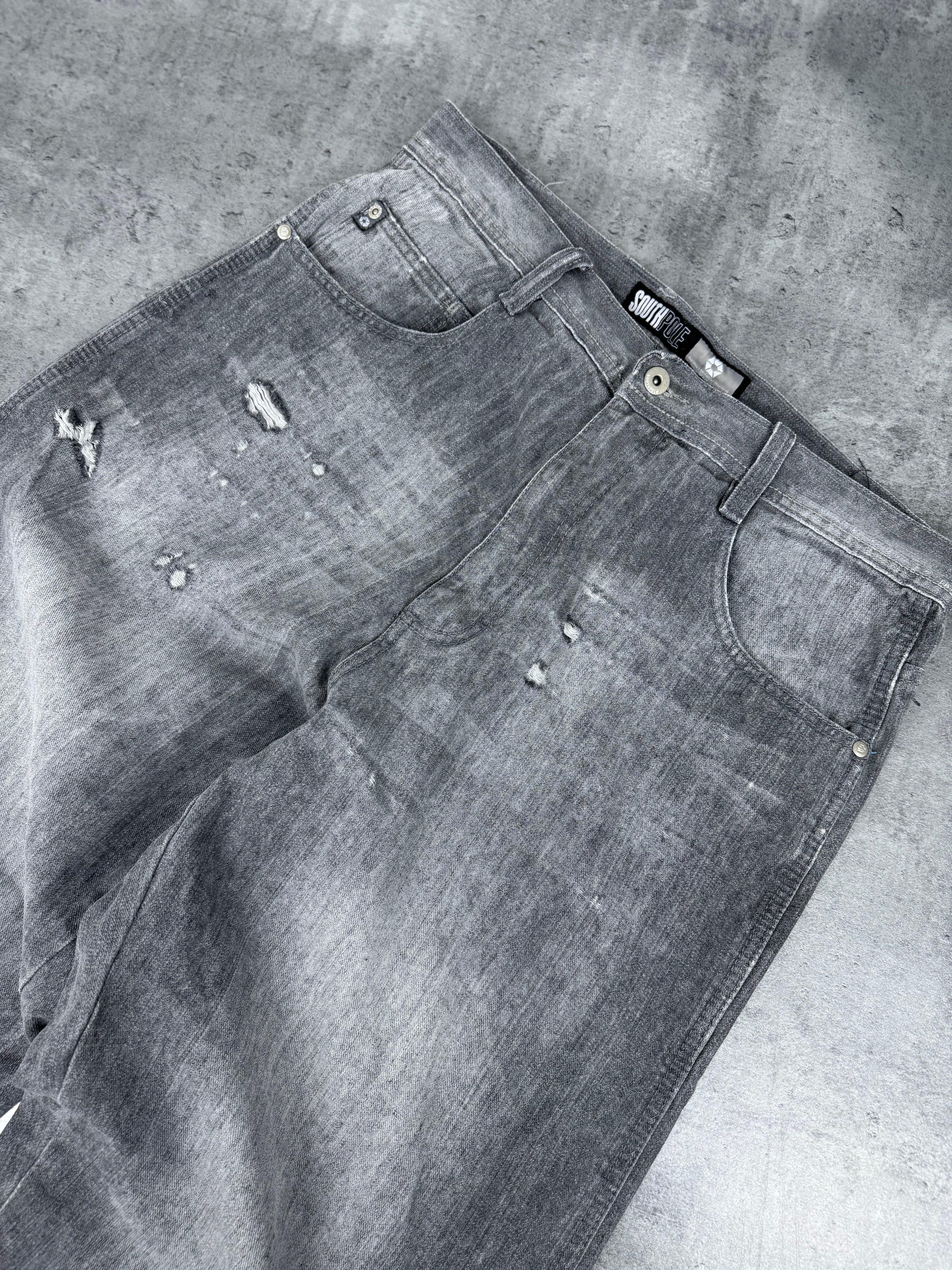 Crazy Baggy Southpole Gray Washed Hiphop Rap Jeans Spodnie eansowe jeansy 2000s 90s