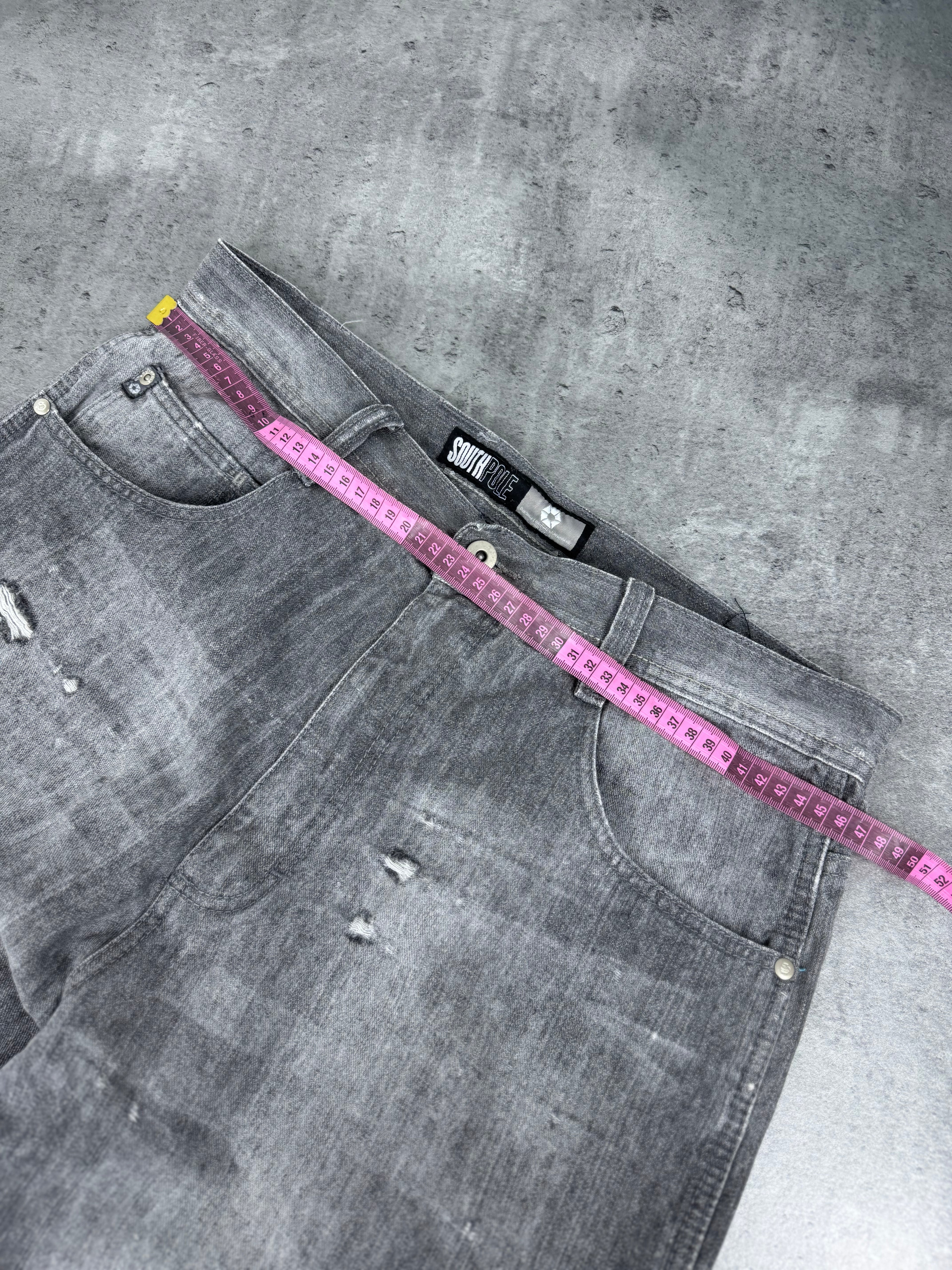 Crazy Baggy Southpole Gray Washed Hiphop Rap Jeans Spodnie eansowe jeansy 2000s 90s