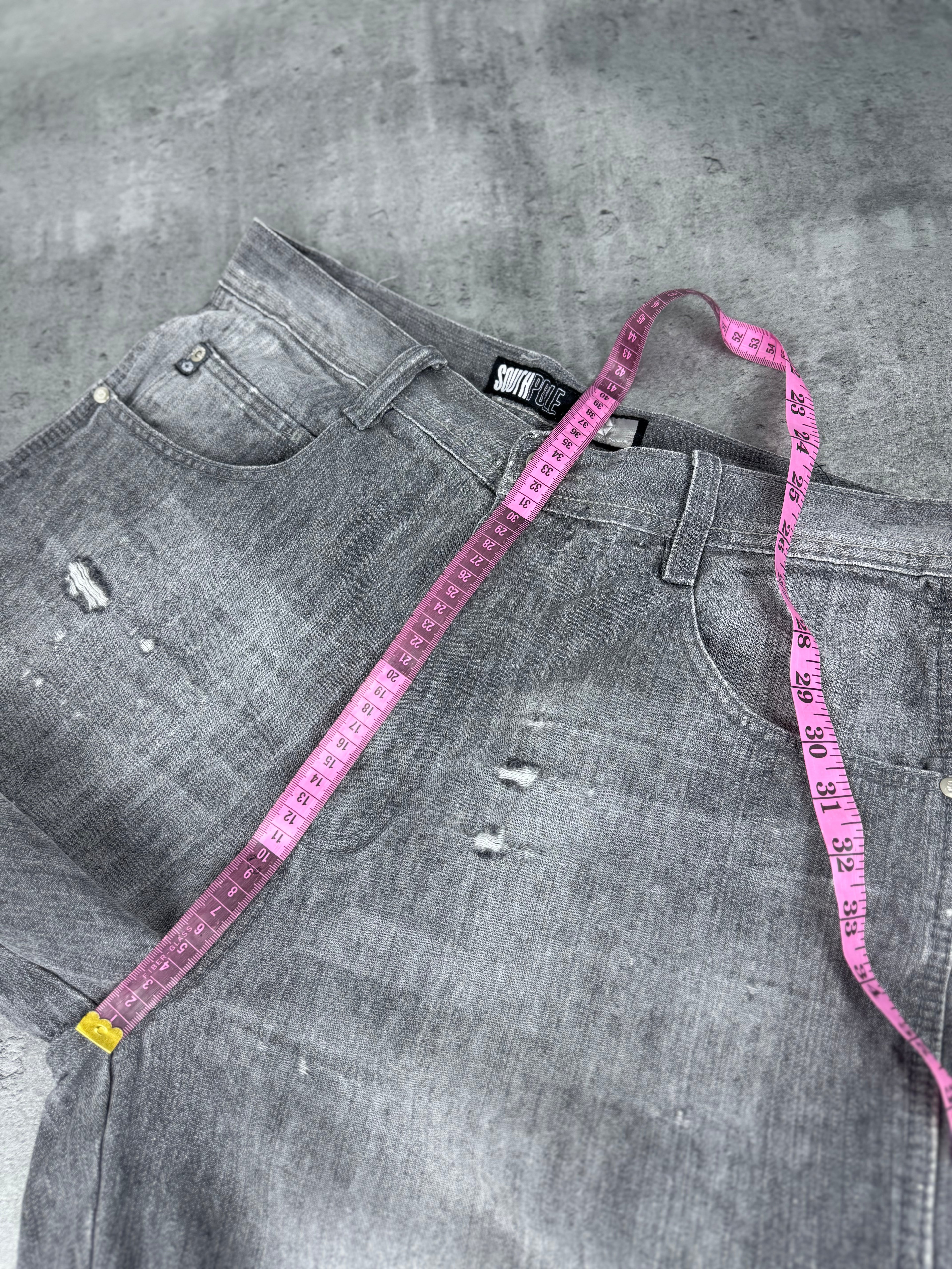 Crazy Baggy Southpole Gray Washed Hiphop Rap Jeans Spodnie eansowe jeansy 2000s 90s