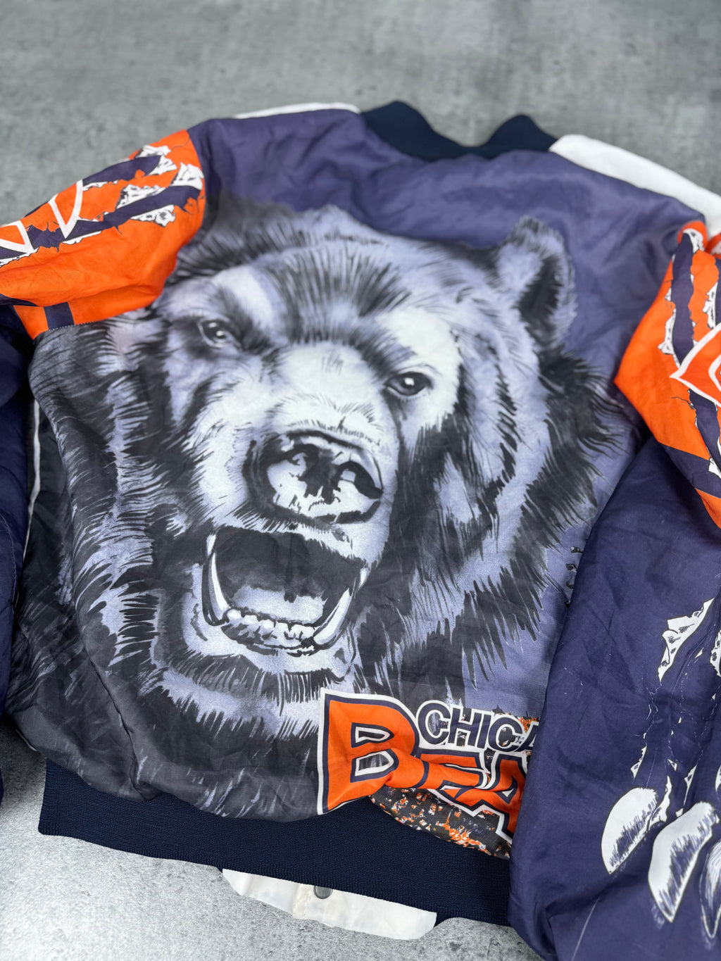 Rare 90s Chalk Line Chicago Bears NFL Bomber Jacket Kurtka sportowa AOP all over print usa nba