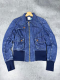 True Religion Jeans Bomber Jacket Bomberka Y2K Cropped Boxy Denim Trucker 2000s