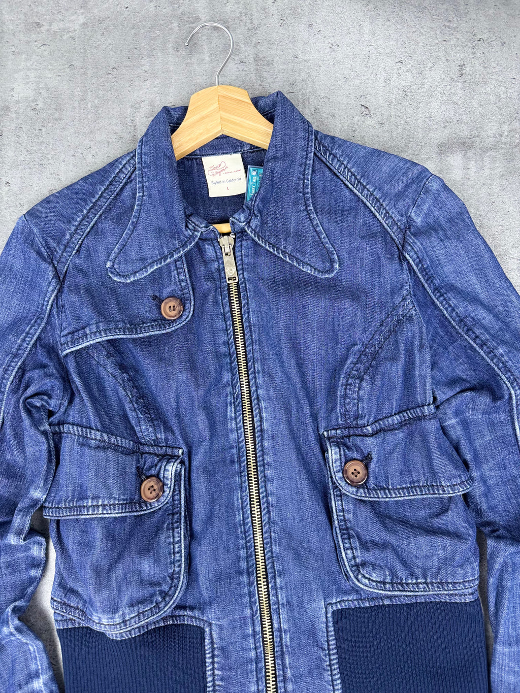 True Religion Jeans Bomber Jacket Bomberka Y2K Cropped Boxy Denim Trucker 2000s