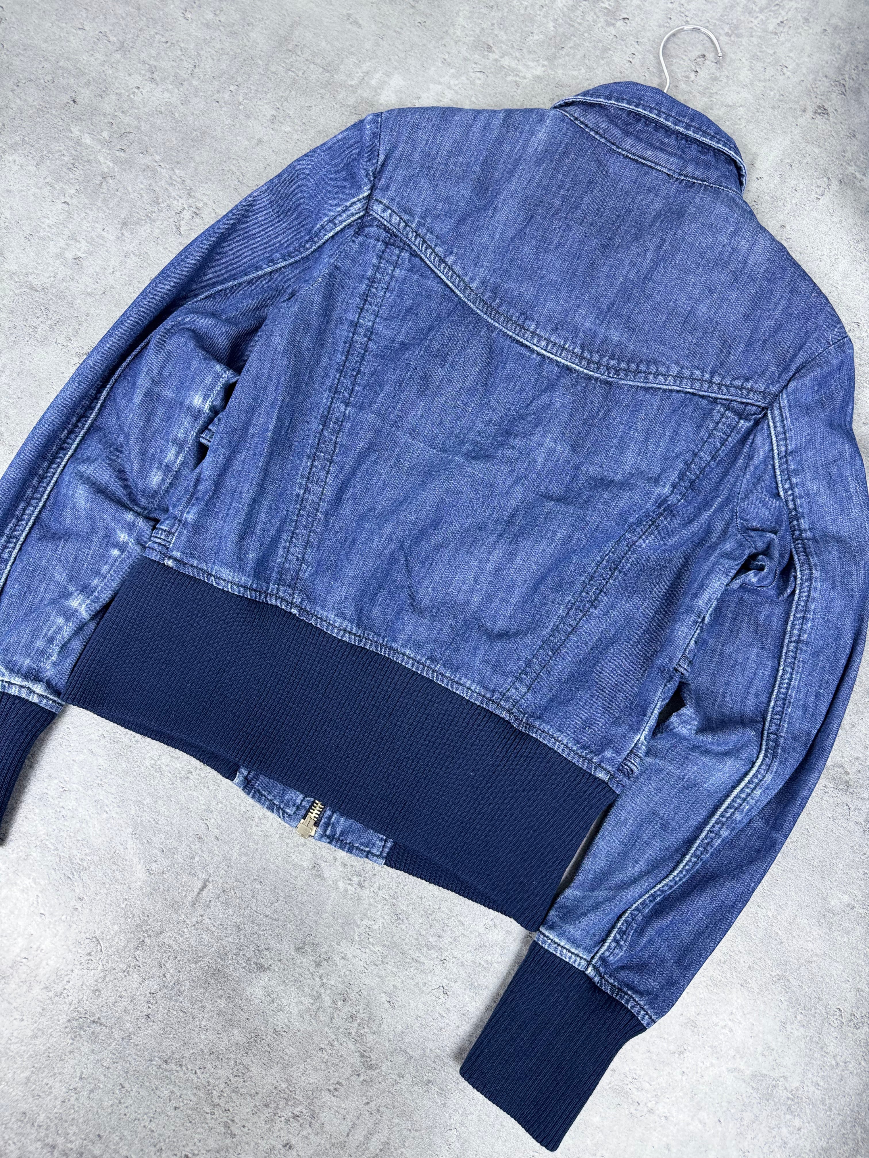 True Religion Jeans Bomber Jacket Bomberka Y2K Cropped Boxy Denim Trucker 2000s