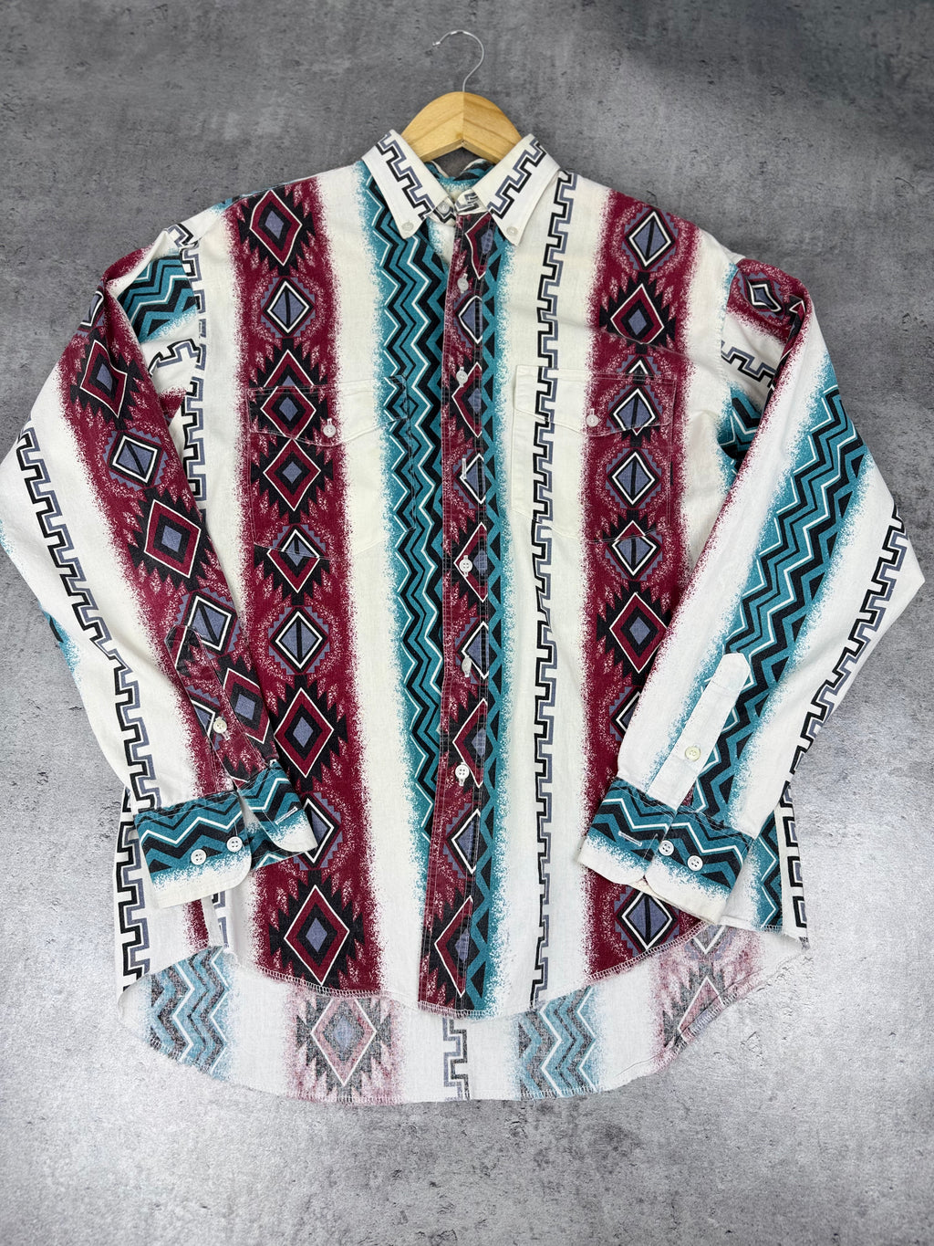 Wrangler Western Shirt koszula aztec tribal cowboy rodeo vintage country brushpooper