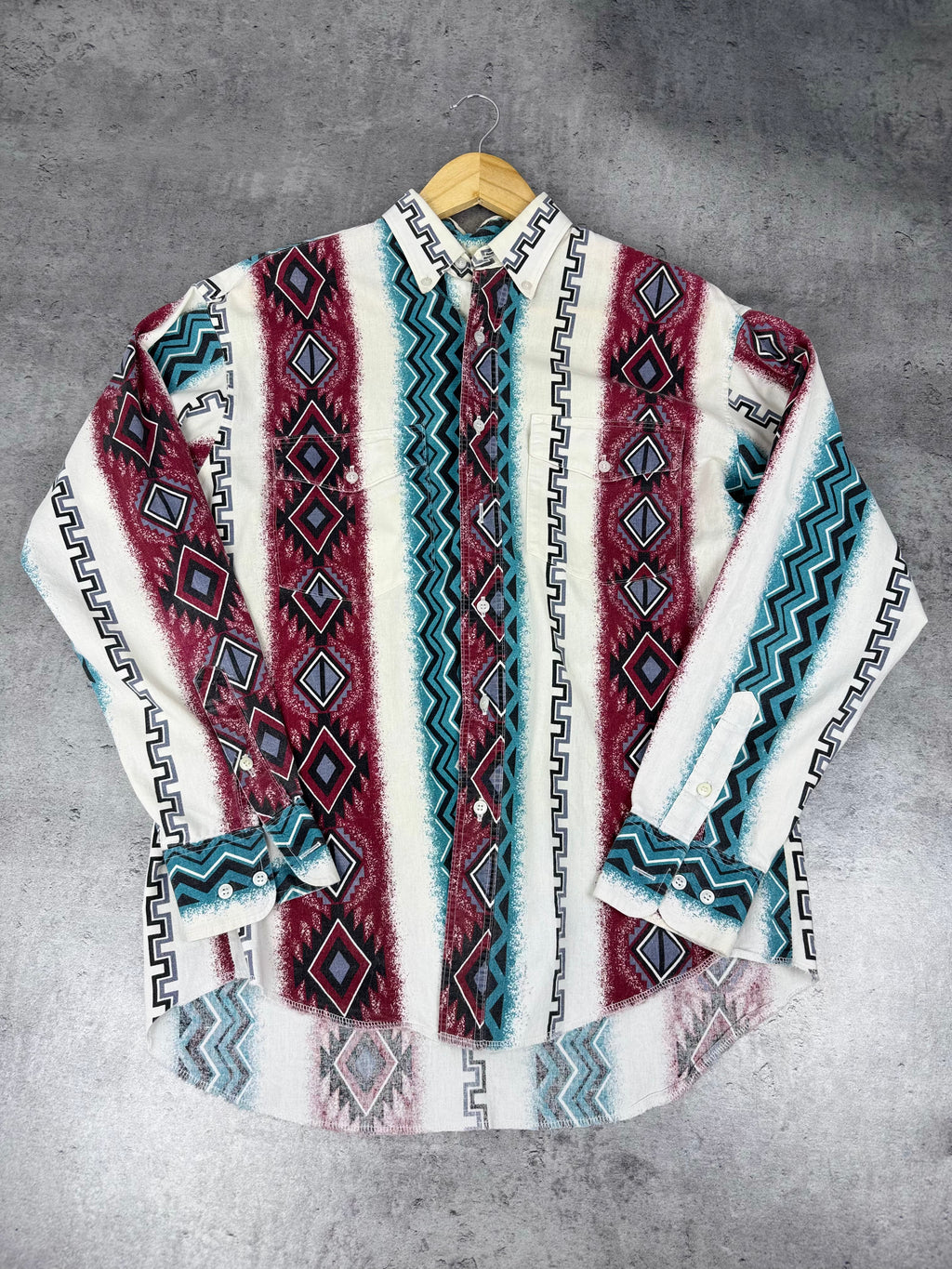 Wrangler Western Shirt koszula aztec tribal cowboy rodeo vintage country brushpooper