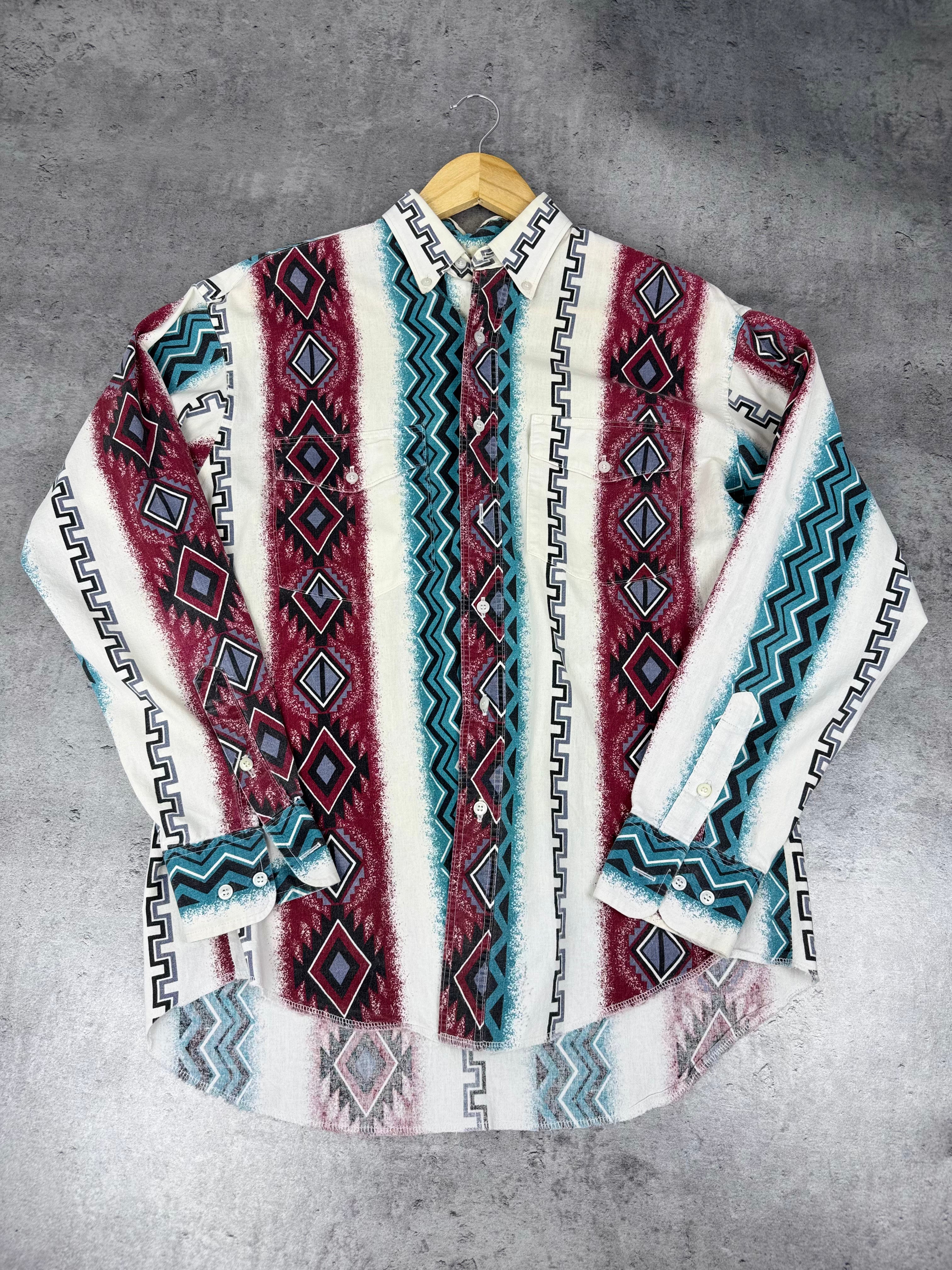 Wrangler Western Shirt koszula aztec tribal cowboy rodeo vintage country brushpooper