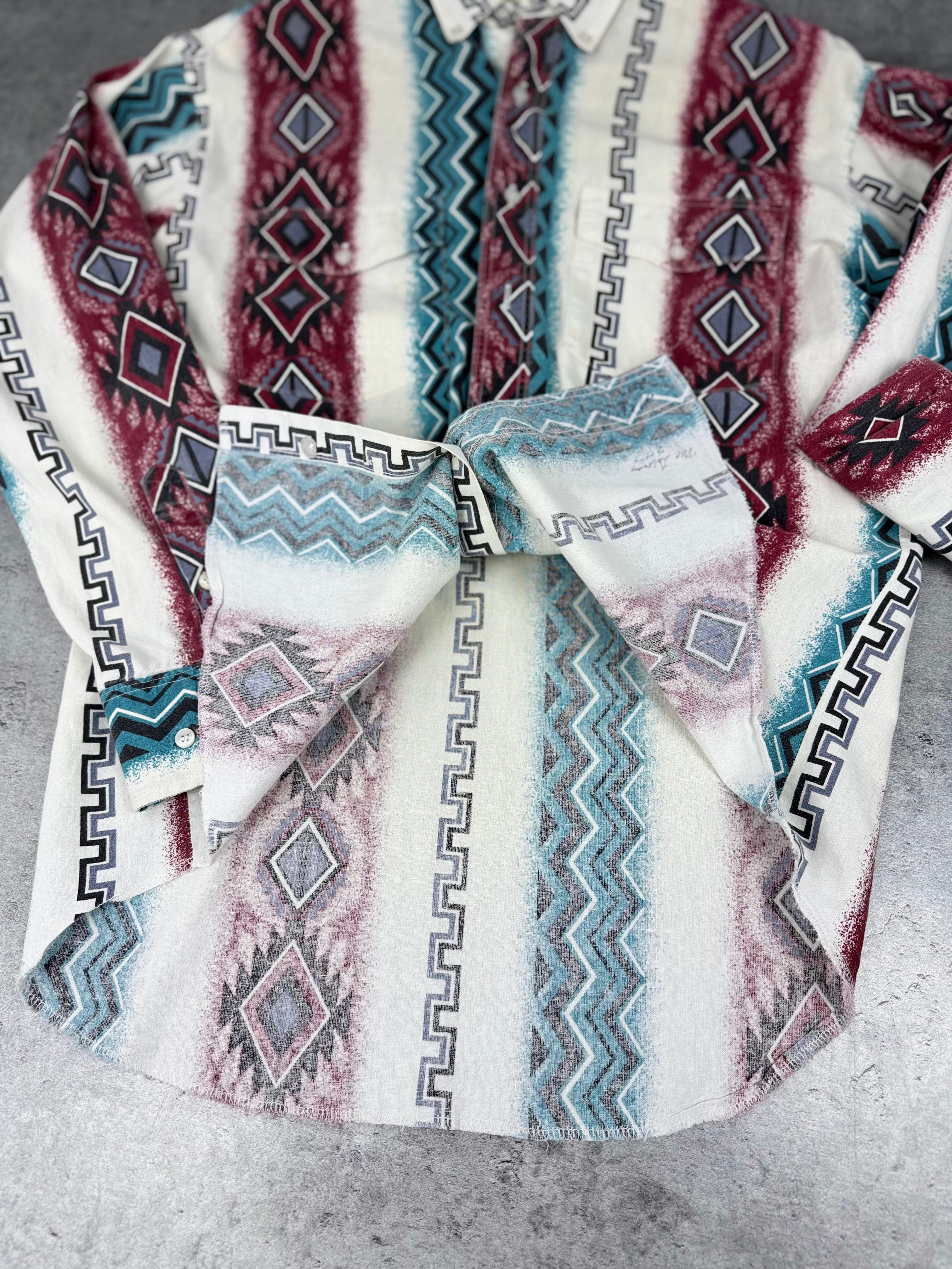 Wrangler Western Shirt koszula aztec tribal cowboy rodeo vintage country brushpooper