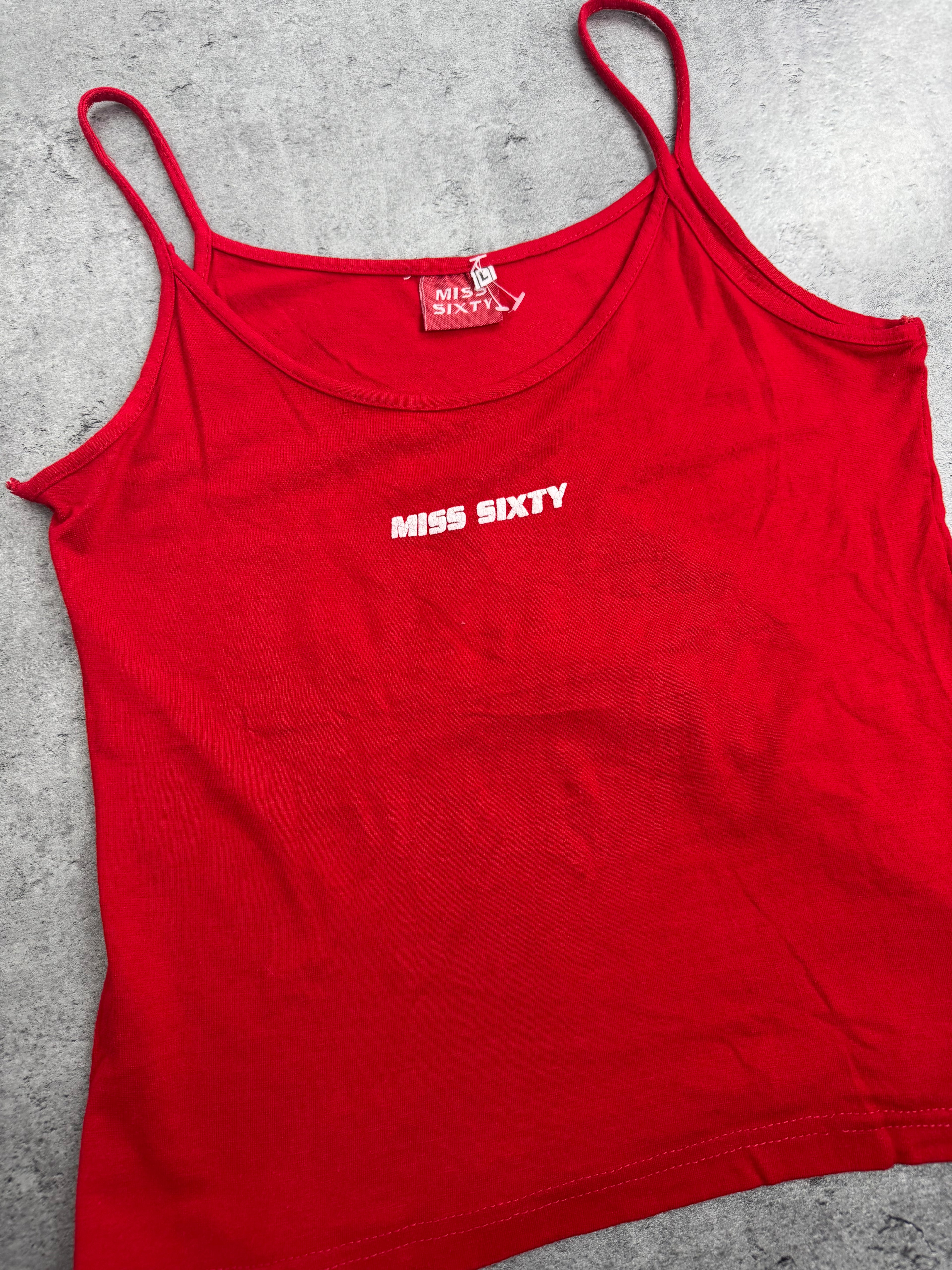 Miss Sixty 60 Vintage Tank Top Italian Crop Bluzka na ramiączkach sexy summer