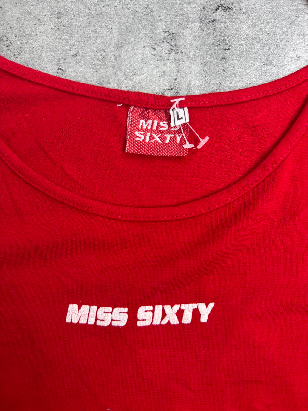 Miss Sixty 60 Vintage Tank Top Italian Crop Bluzka na ramiączkach sexy summer