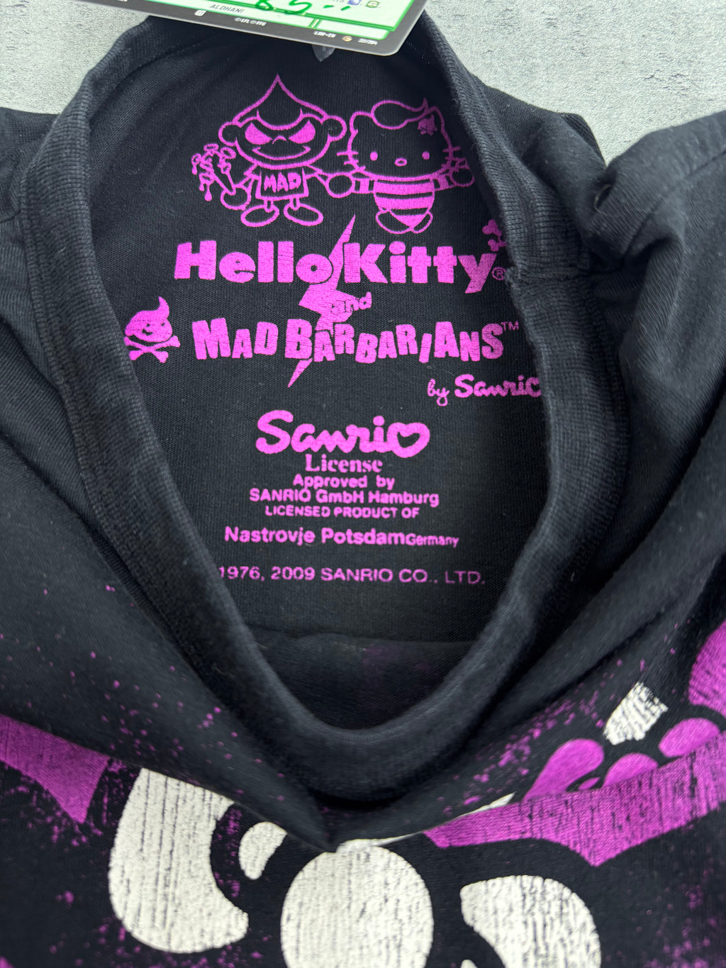RARE Hello Kitty x Mad Barbarians Koszulka Bluzka z nadrukiem goth grunge Sanrio 2009 y2k