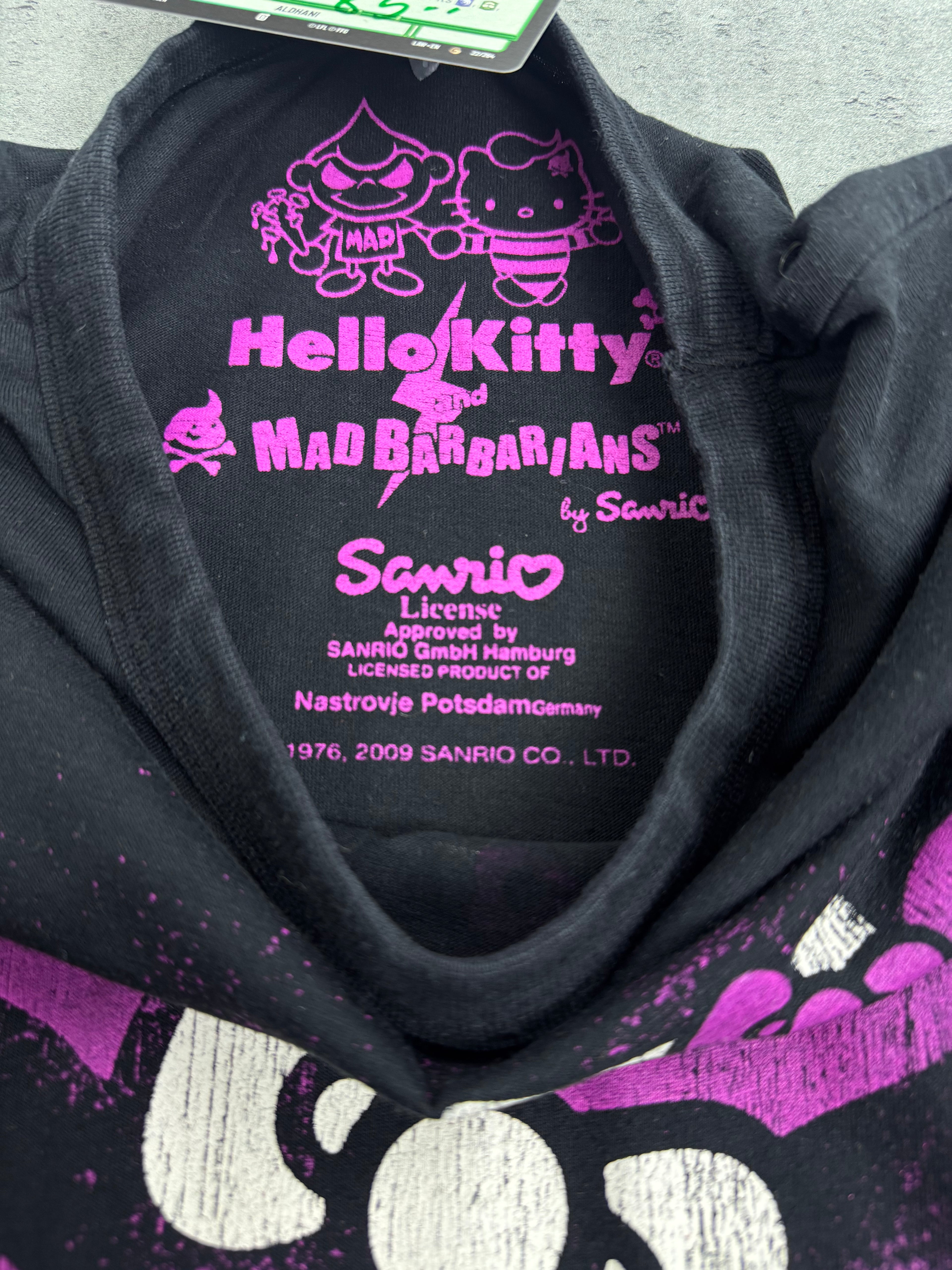 RARE Hello Kitty x Mad Barbarians Koszulka Bluzka z nadrukiem goth grunge Sanrio 2009 y2k