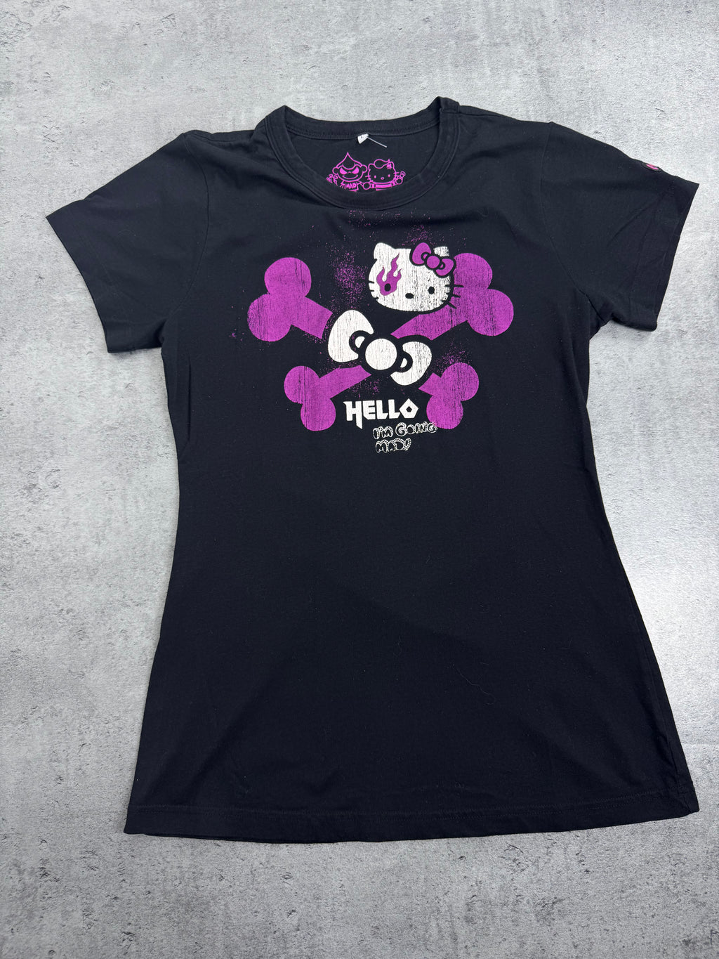 RARE Hello Kitty x Mad Barbarians Koszulka Bluzka z nadrukiem goth grunge Sanrio 2009 y2k
