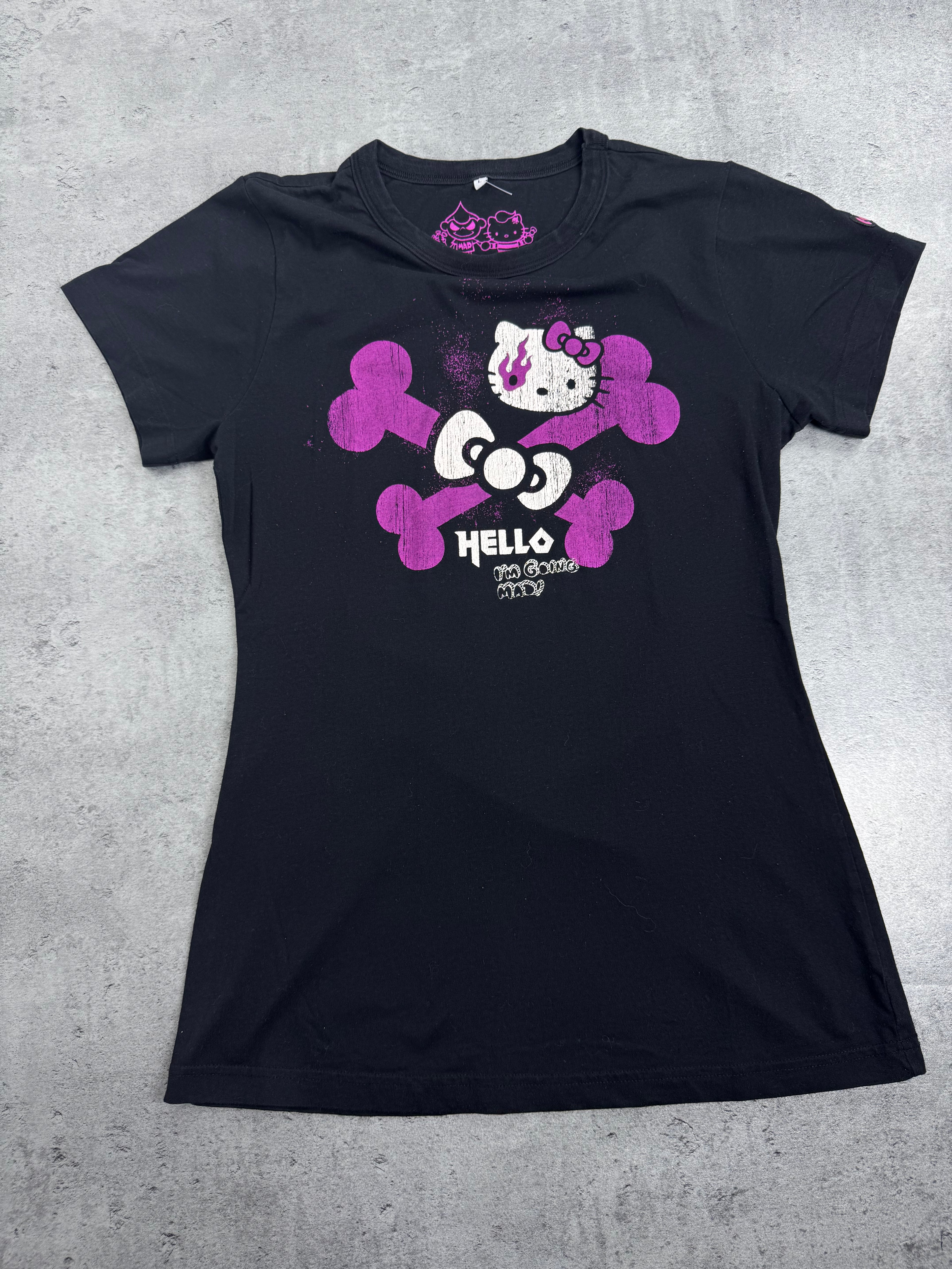RARE Hello Kitty x Mad Barbarians Koszulka Bluzka z nadrukiem goth grunge Sanrio 2009 y2k