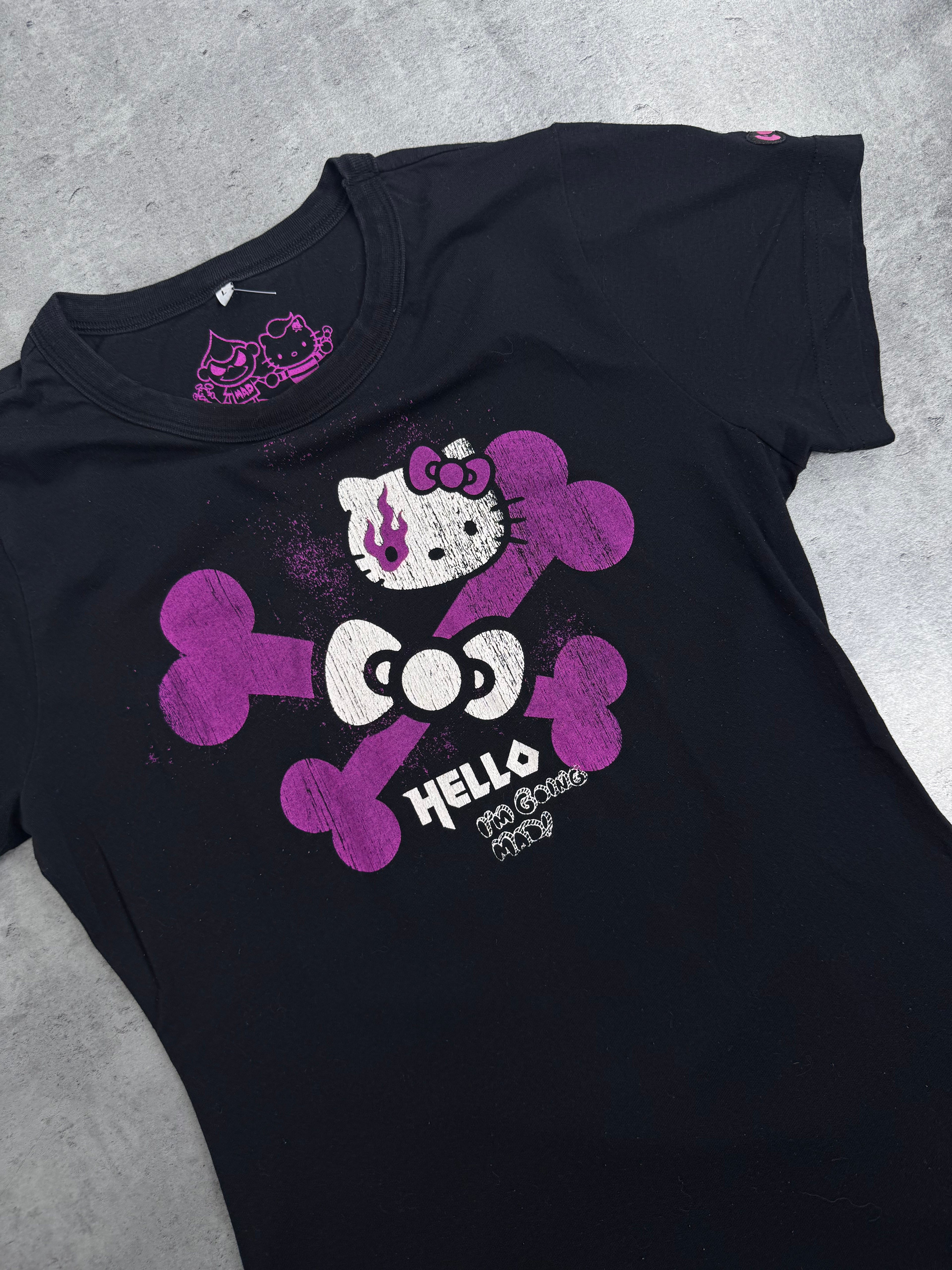 RARE Hello Kitty x Mad Barbarians Koszulka Bluzka z nadrukiem goth grunge Sanrio 2009 y2k