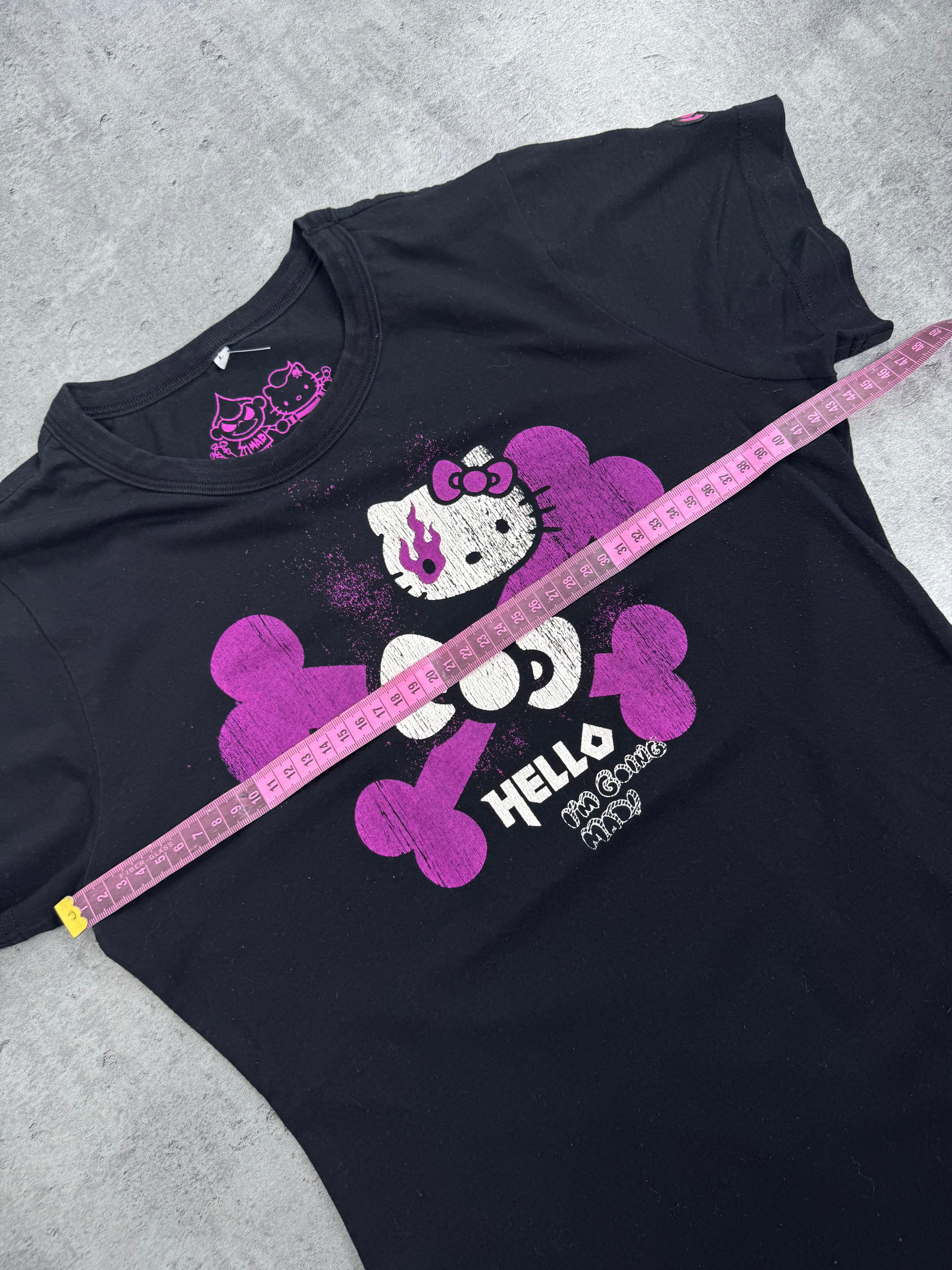 RARE Hello Kitty x Mad Barbarians Koszulka Bluzka z nadrukiem goth grunge Sanrio 2009 y2k