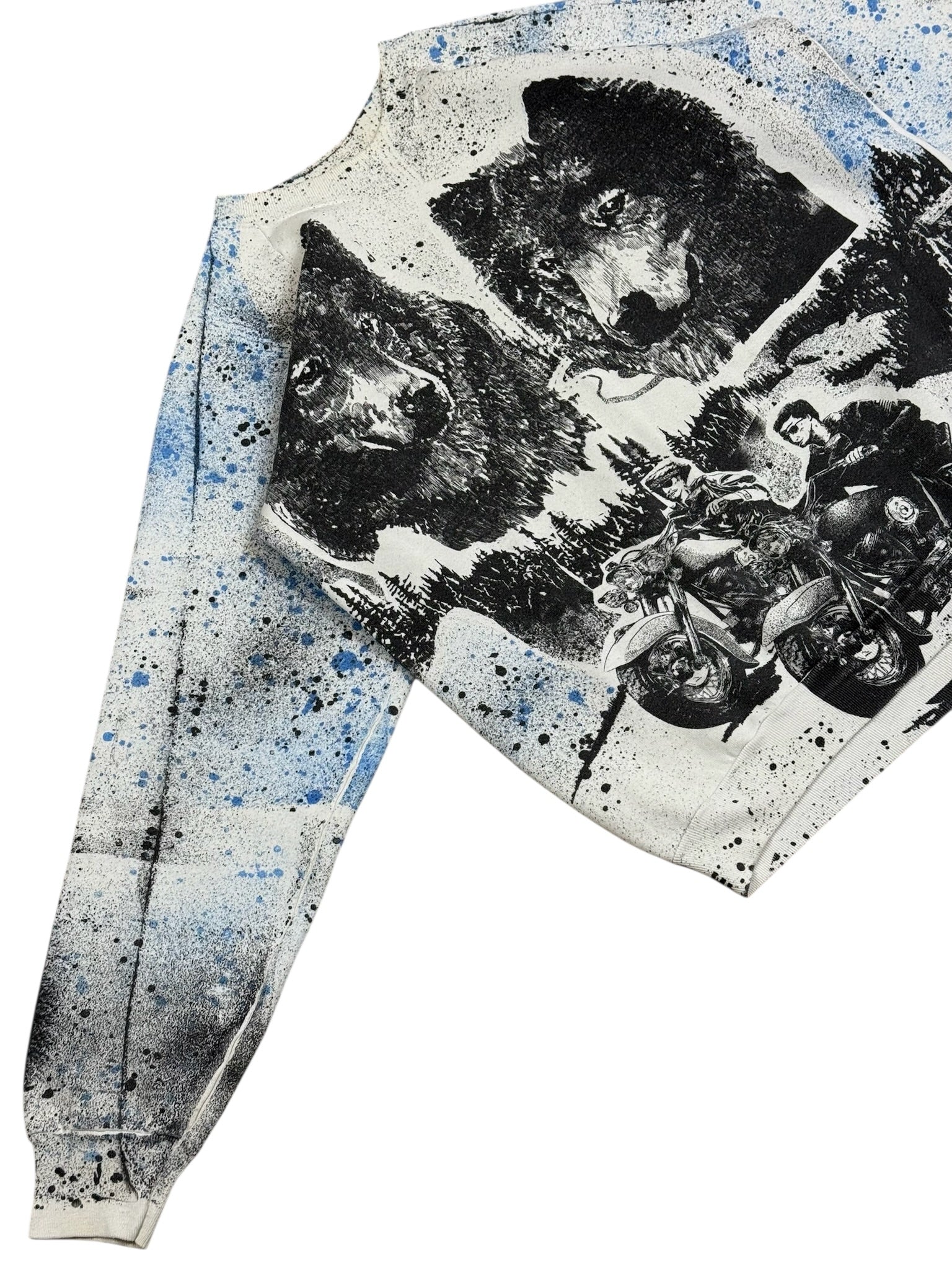 Vintage 90s Wolf Harley Sweater Single Stitch Logo