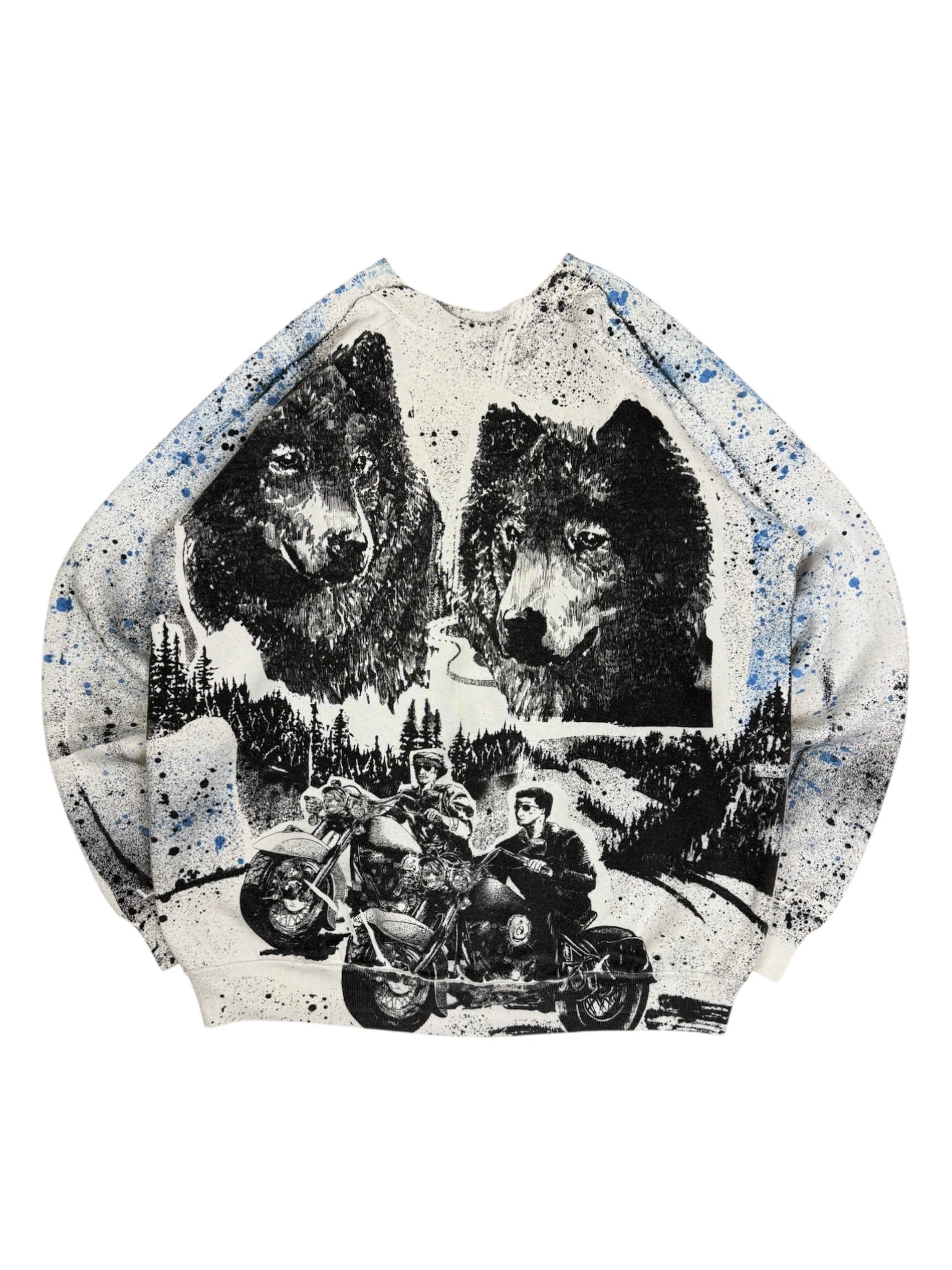 Vintage 90s Wolf Harley Sweater Single Stitch Logo