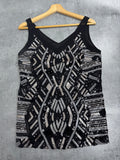 Frank Lyman Paris Bluzka 90s Vintage cekinowa glamour bling sexy summer premium designer wieczorowa