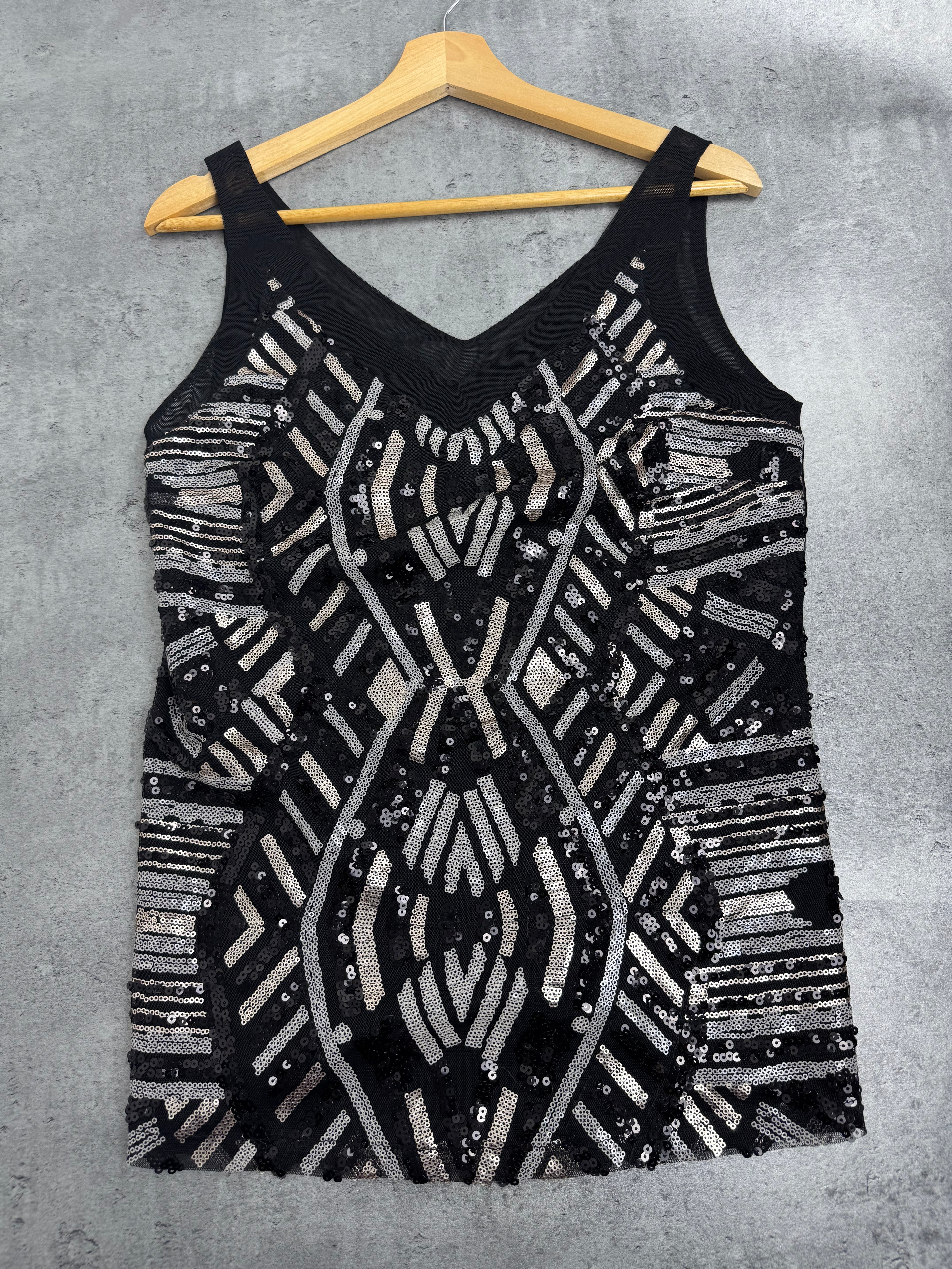 Frank Lyman Paris Bluzka 90s Vintage cekinowa glamour bling sexy summer premium designer wieczorowa