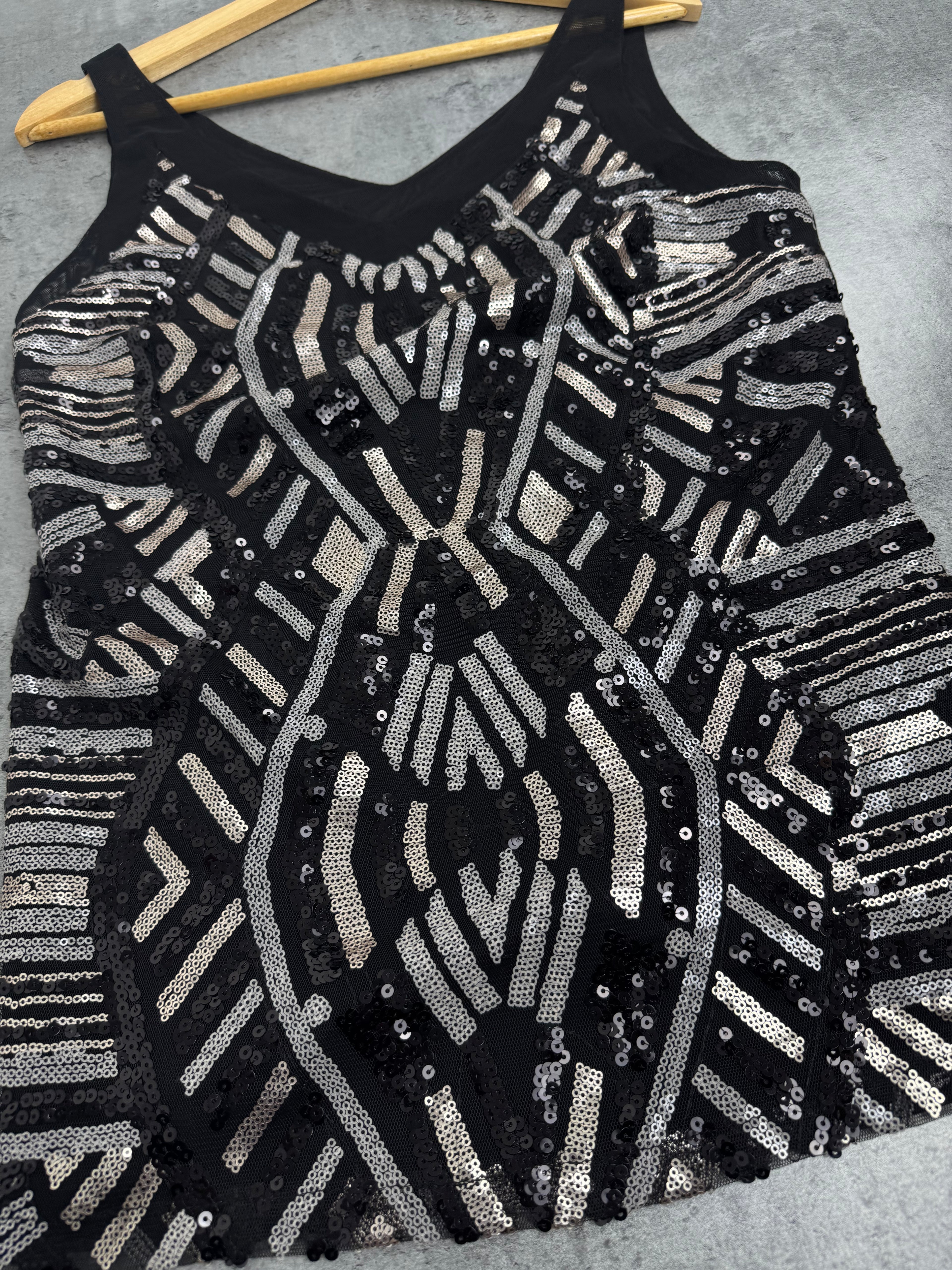 Frank Lyman Paris Bluzka 90s Vintage cekinowa glamour bling sexy summer premium designer wieczorowa