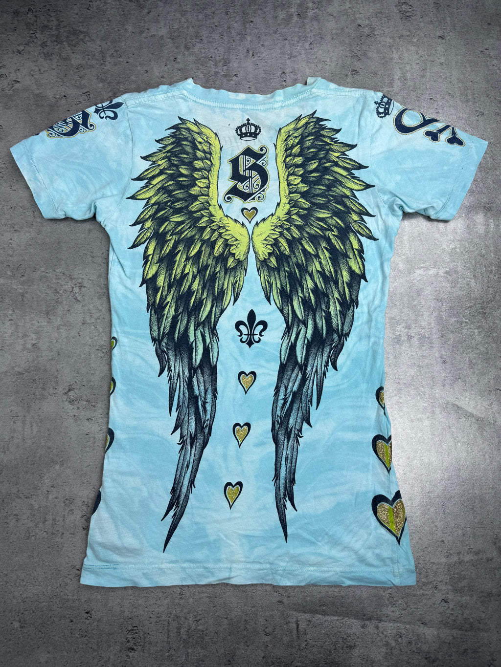 Sinful by Affliction Bluzka y2k koszulka Damska Ze Skrzydłami Grunge 2000s Made in Usa