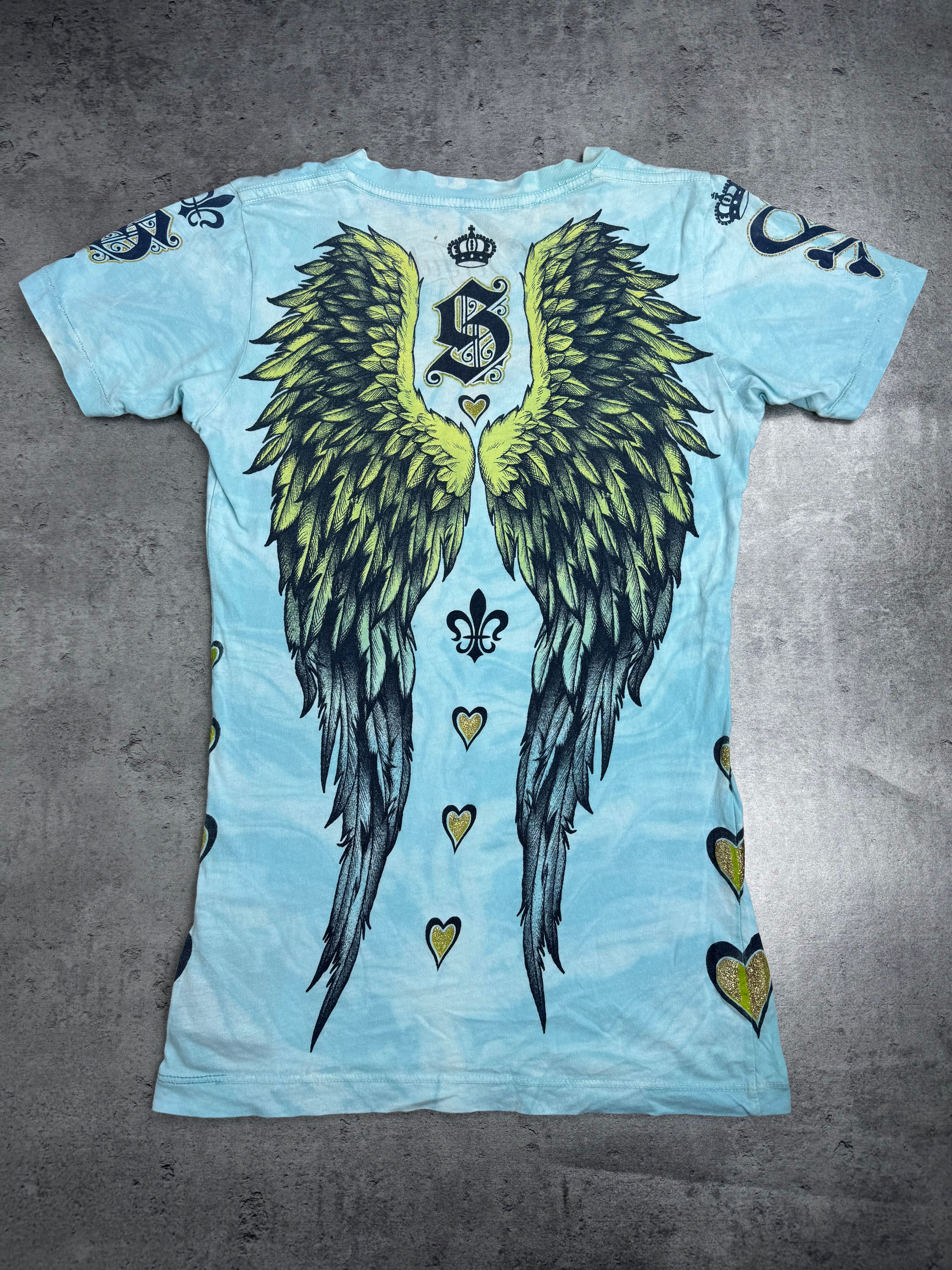 Sinful by Affliction Bluzka y2k koszulka Damska Ze Skrzydłami Grunge 2000s Made in Usa