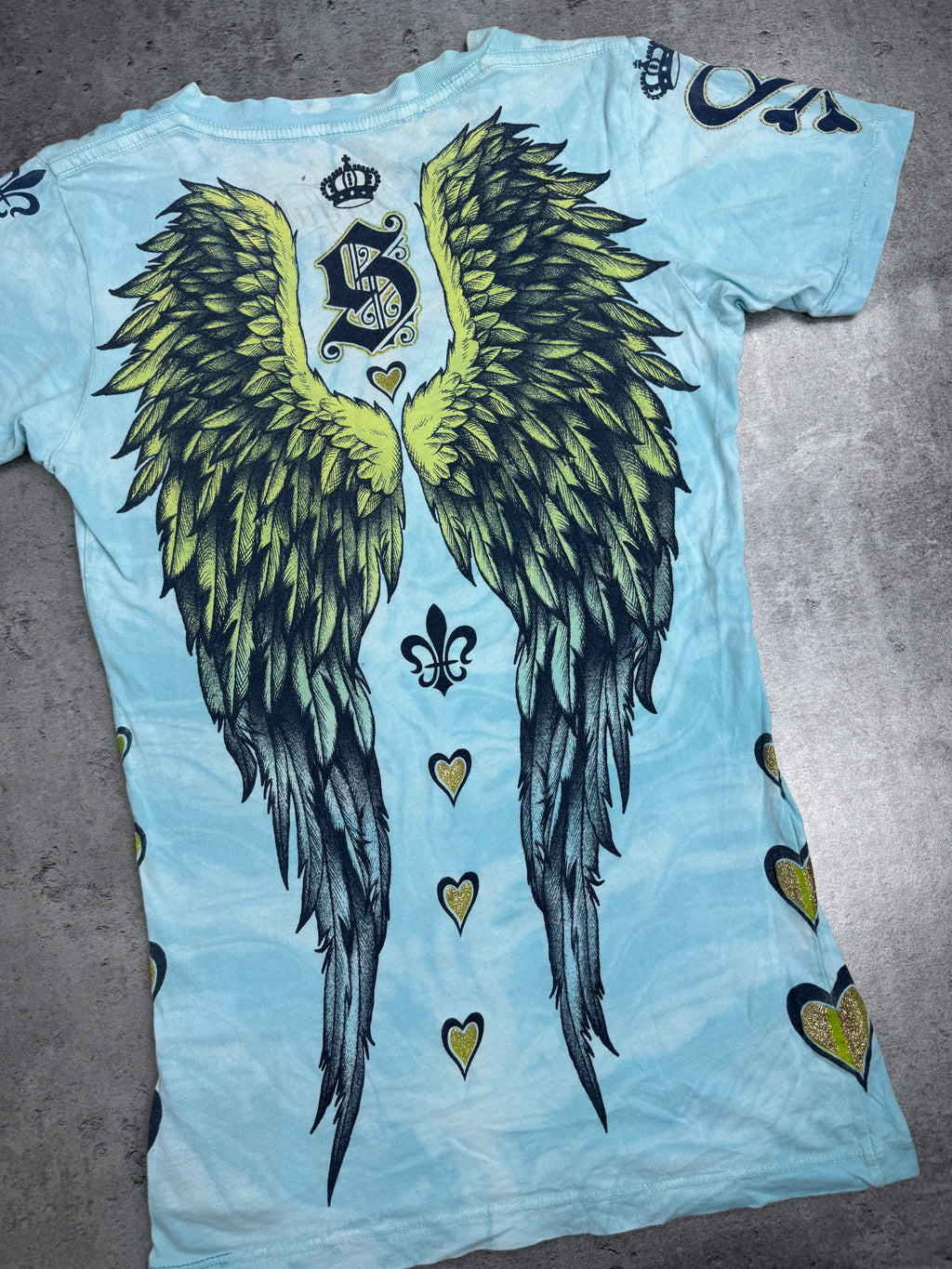 Sinful by Affliction Bluzka y2k koszulka Damska Ze Skrzydłami Grunge 2000s Made in Usa