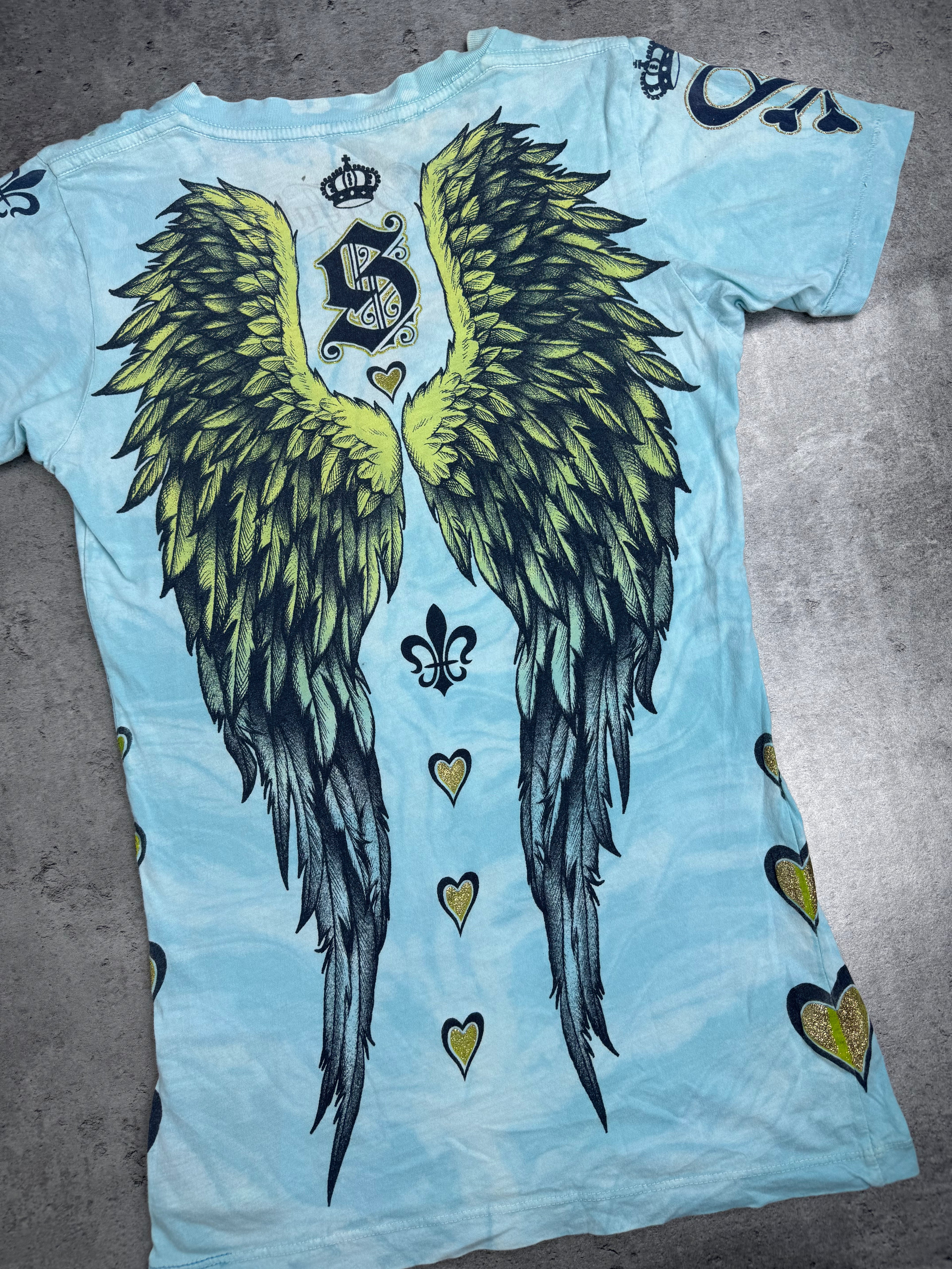 Sinful by Affliction Bluzka y2k koszulka Damska Ze Skrzydłami Grunge 2000s Made in Usa