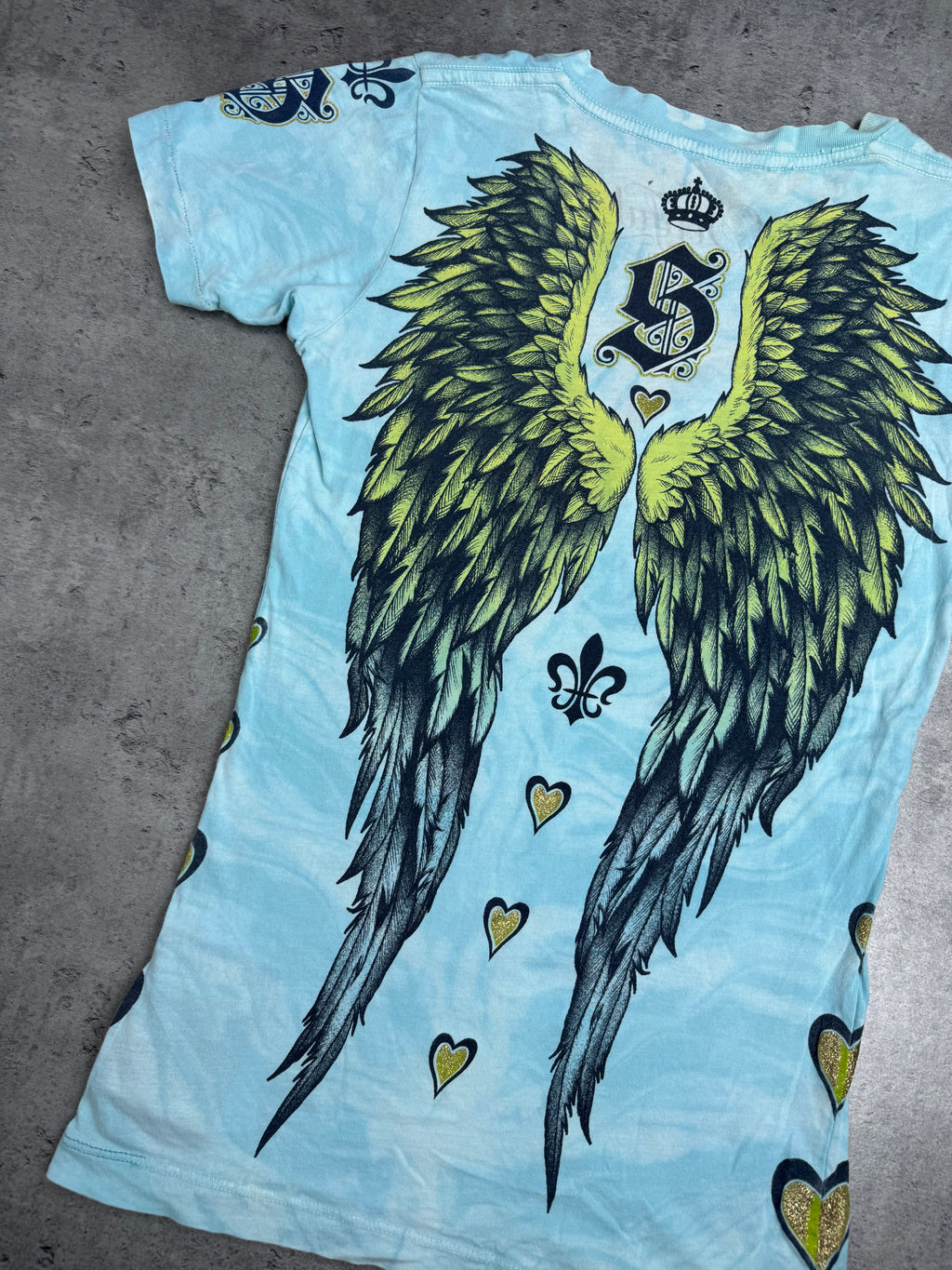 Sinful by Affliction Bluzka y2k koszulka Damska Ze Skrzydłami Grunge 2000s Made in Usa