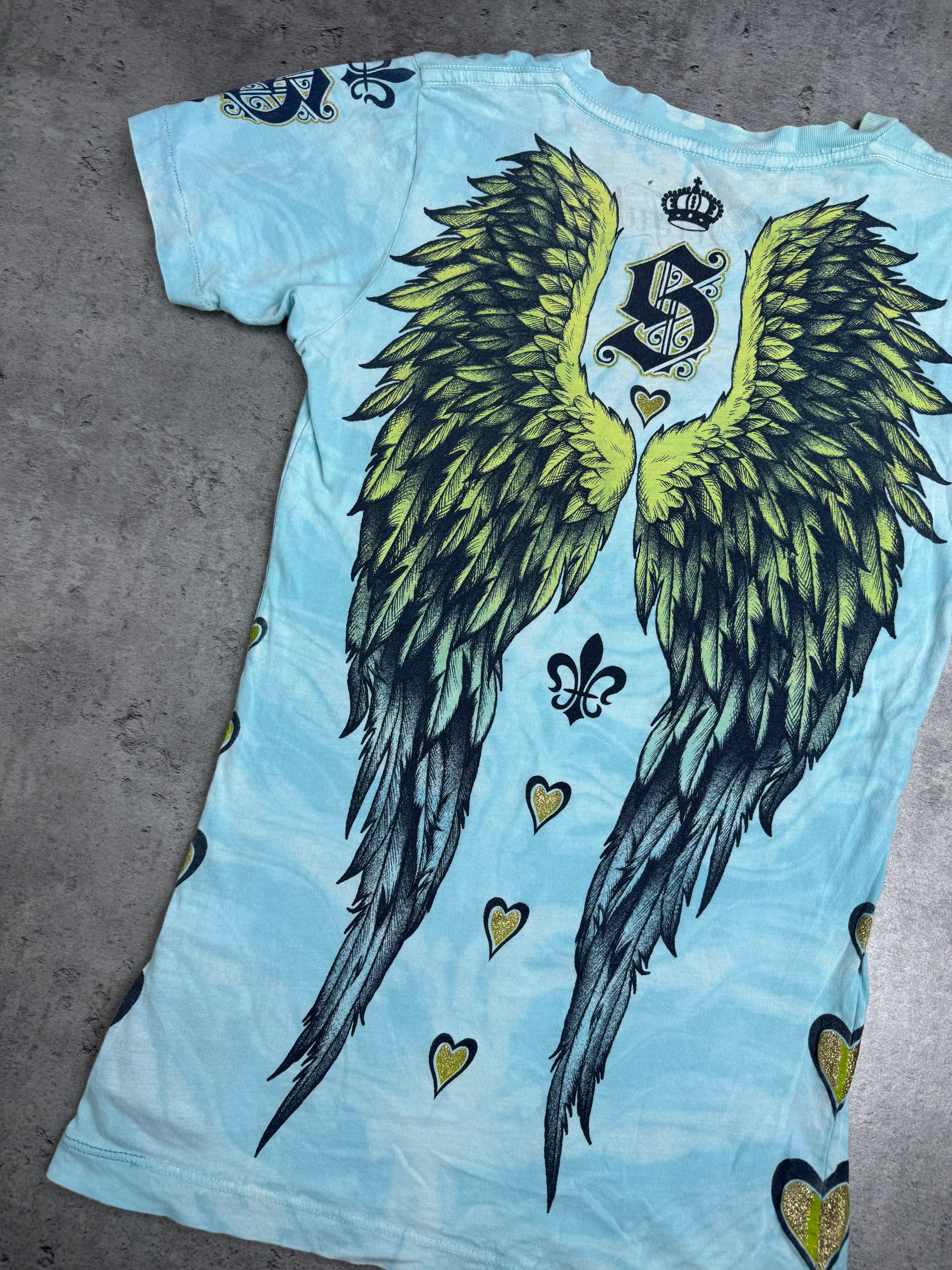 Sinful by Affliction Bluzka y2k koszulka Damska Ze Skrzydłami Grunge 2000s Made in Usa