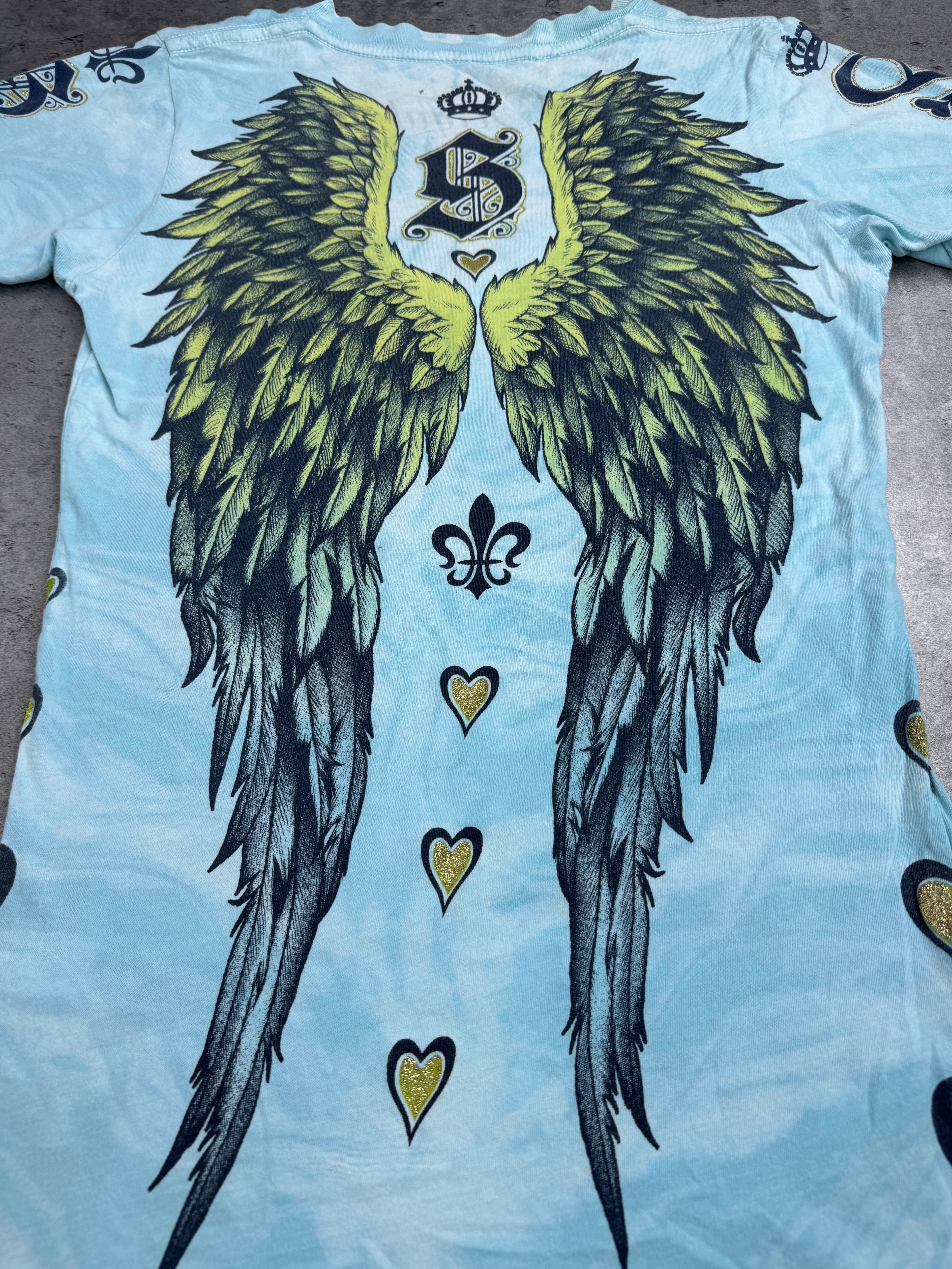 Sinful by Affliction Bluzka y2k koszulka Damska Ze Skrzydłami Grunge 2000s Made in Usa