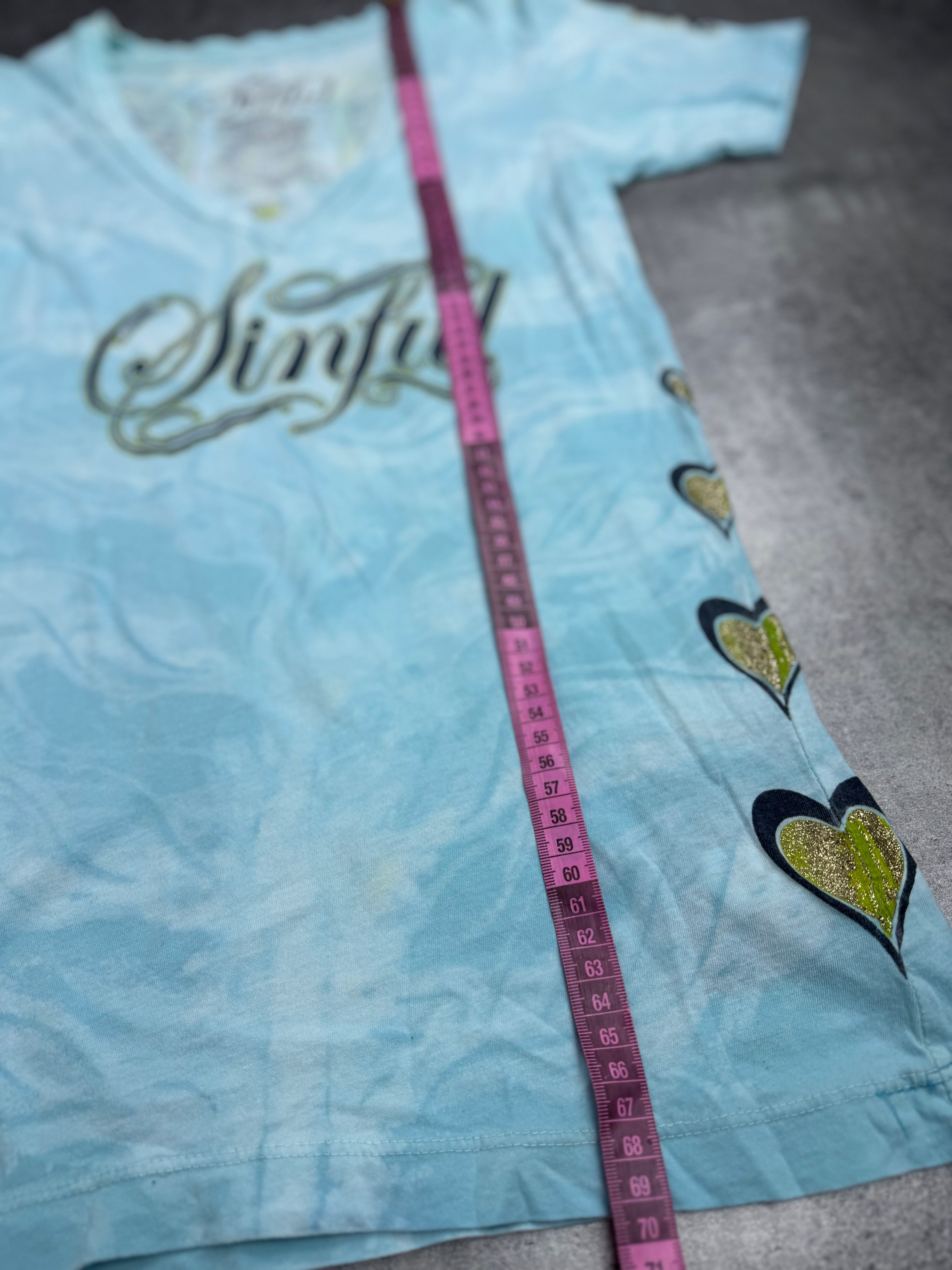 Sinful by Affliction Bluzka y2k koszulka Damska Ze Skrzydłami Grunge 2000s Made in Usa