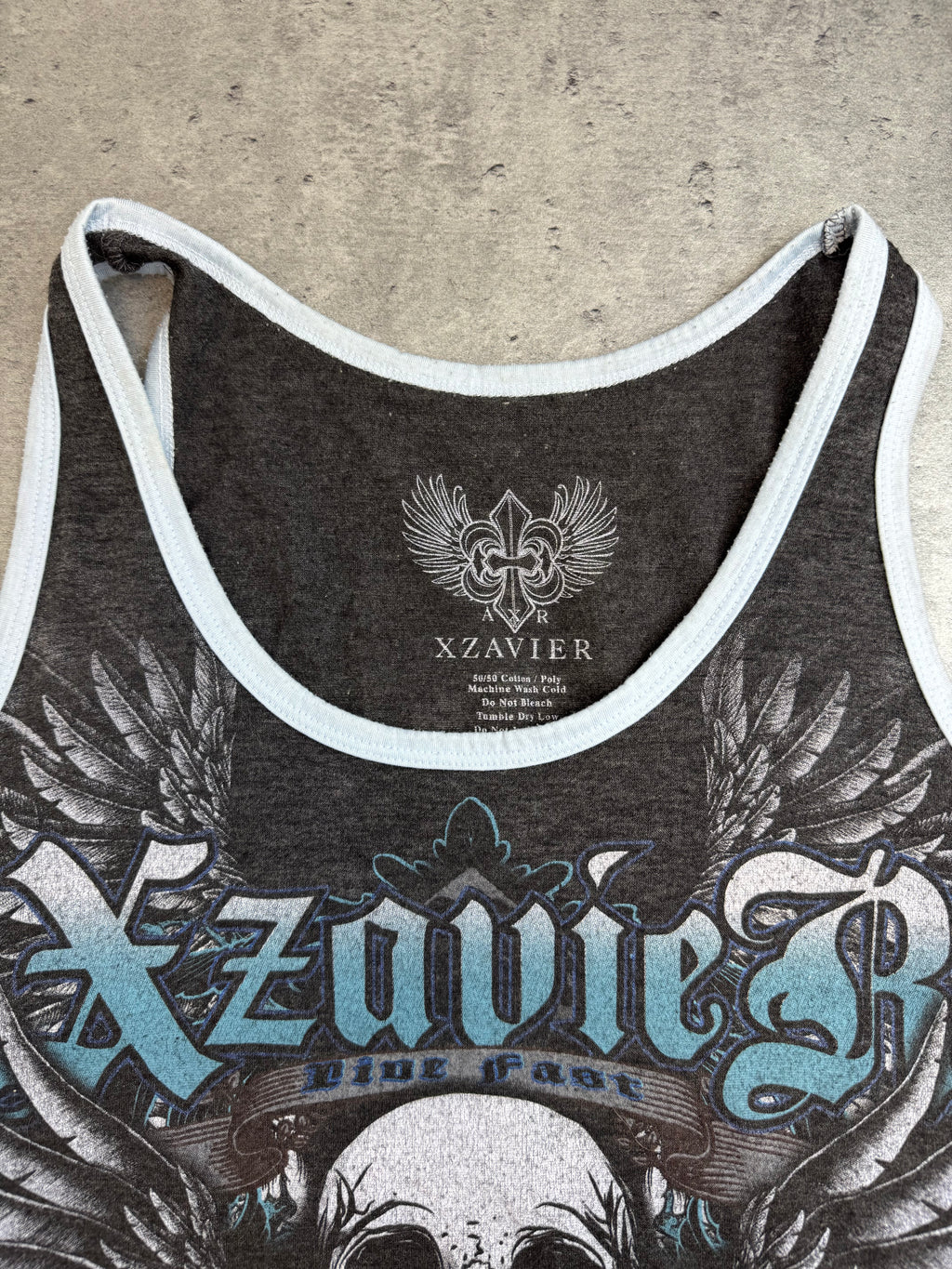 Xzavier Made in USA Podkoszulek Tank Top Koszulka na Ramiączkach y2k Affliction Style Skull Grunge 2000s