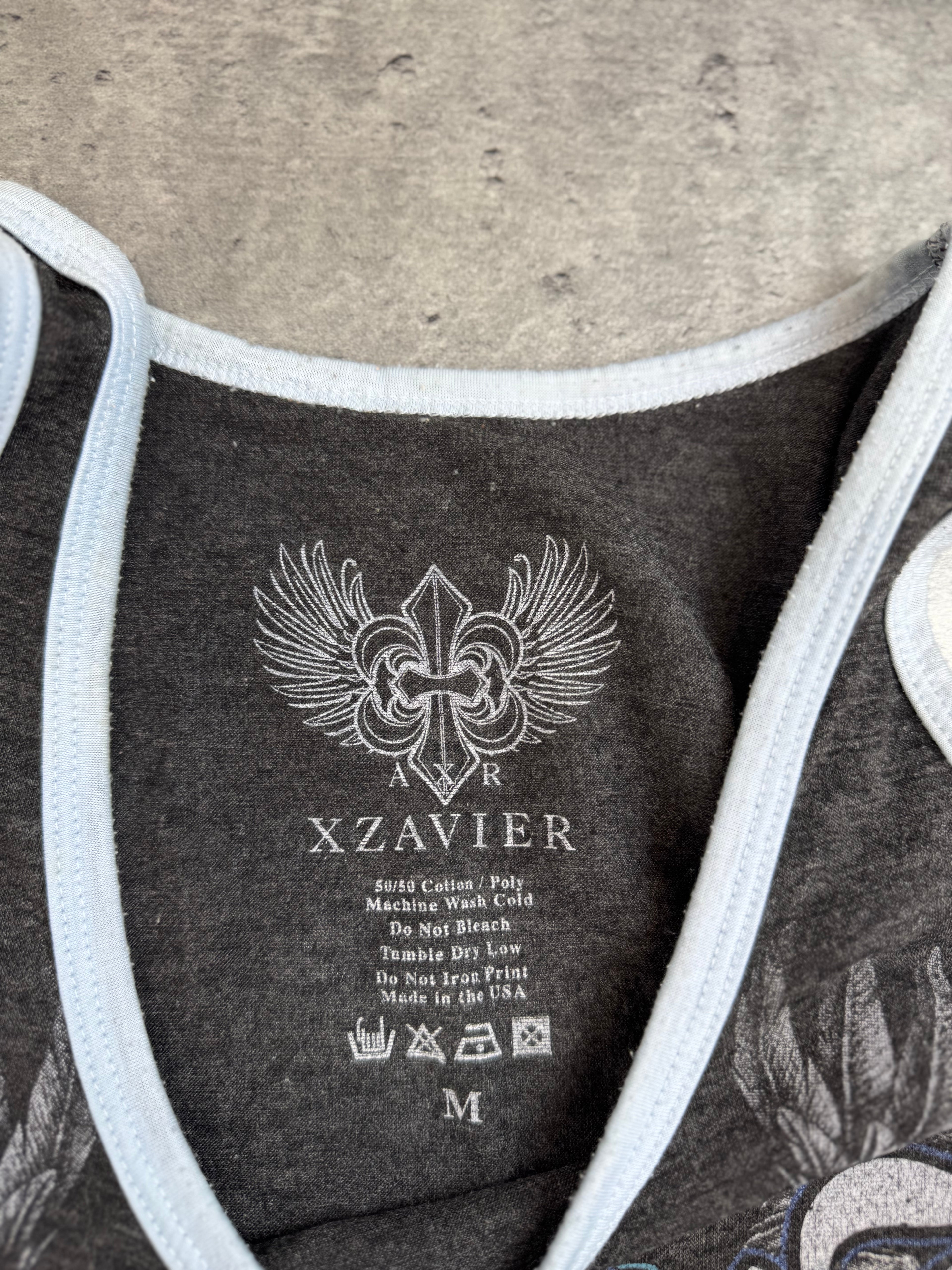 Xzavier Made in USA Podkoszulek Tank Top Koszulka na Ramiączkach y2k Affliction Style Skull Grunge 2000s