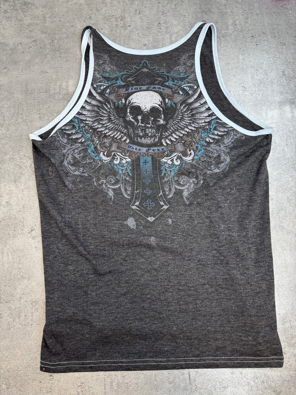 Xzavier Made in USA Podkoszulek Tank Top Koszulka na Ramiączkach y2k Affliction Style Skull Grunge 2000s