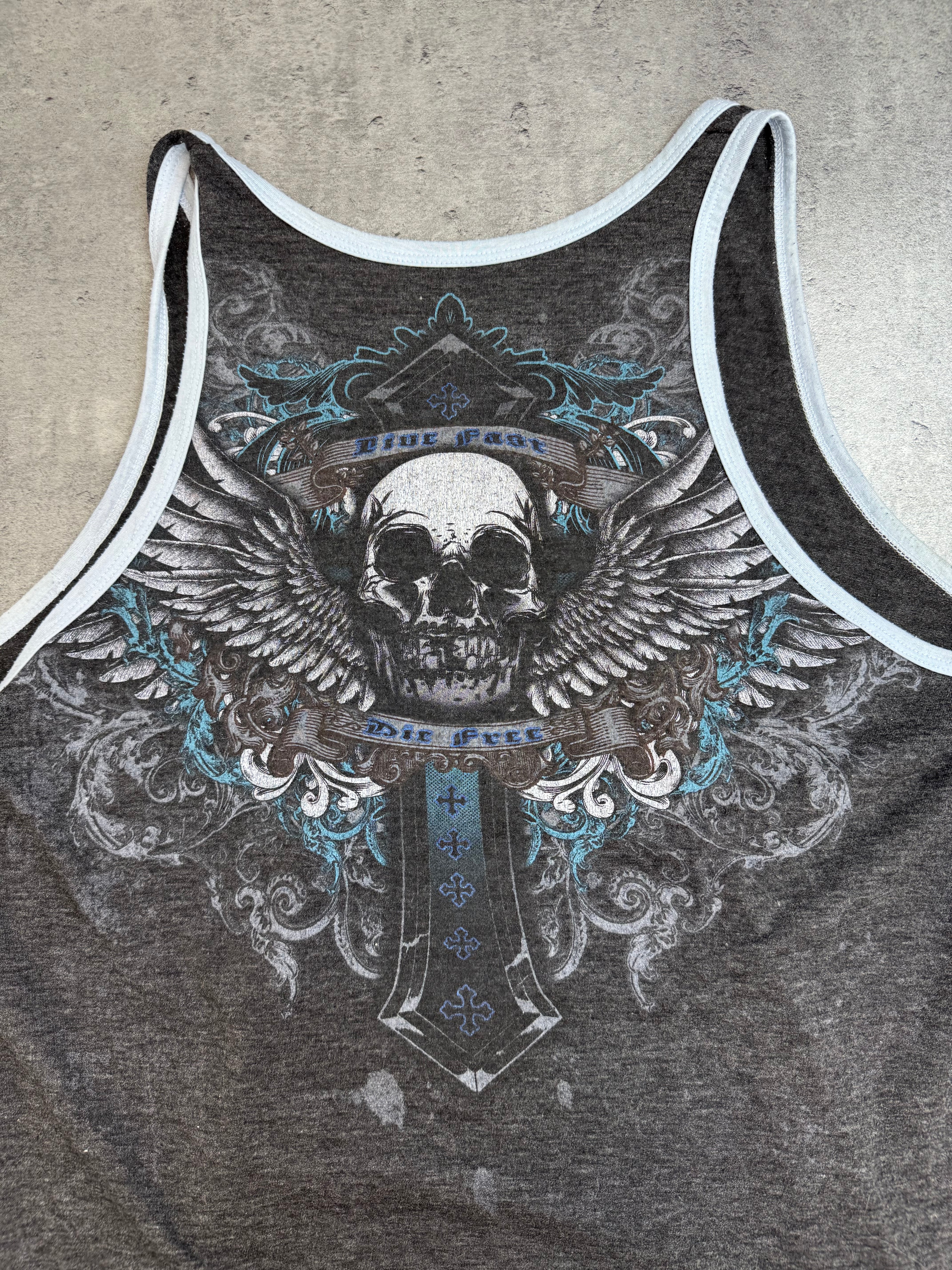 Xzavier Made in USA Podkoszulek Tank Top Koszulka na Ramiączkach y2k Affliction Style Skull Grunge 2000s