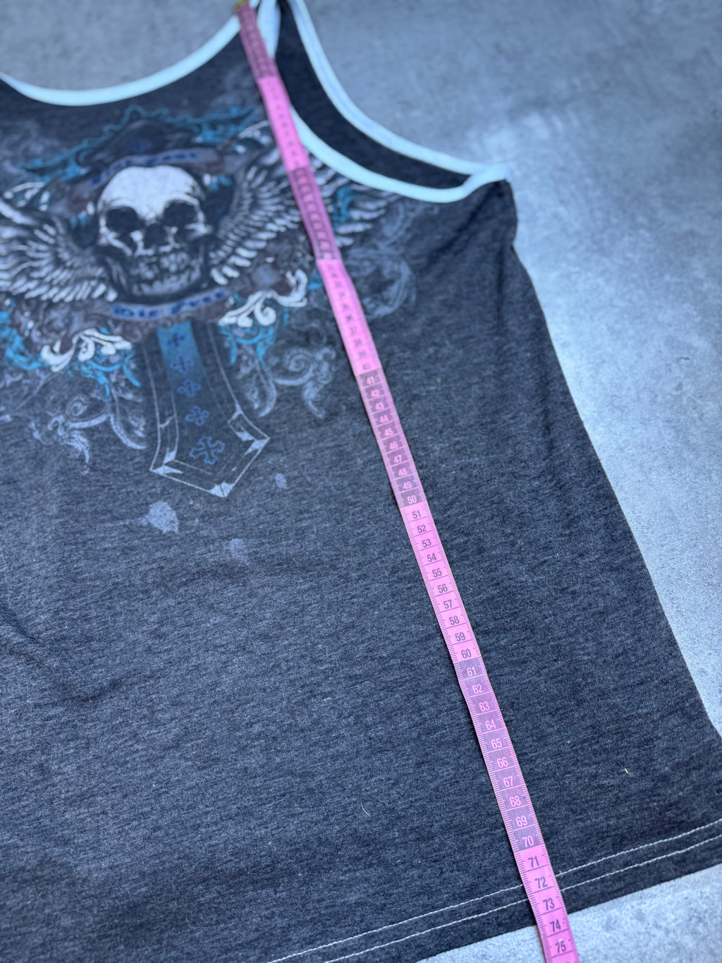 Xzavier Made in USA Podkoszulek Tank Top Koszulka na Ramiączkach y2k Affliction Style Skull Grunge 2000s