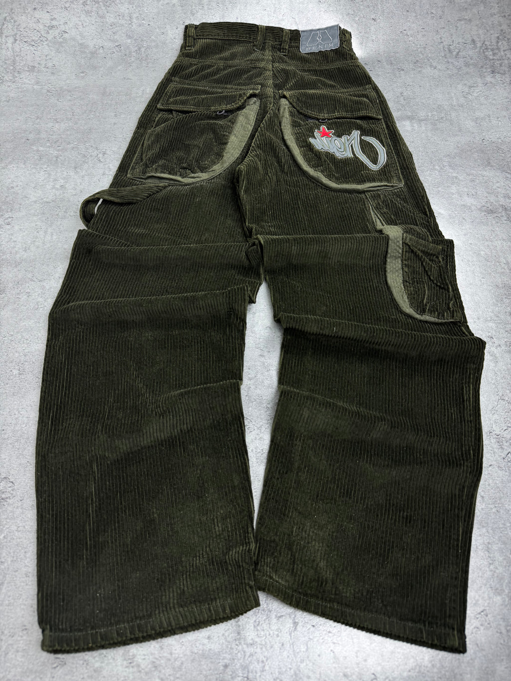 Alien Rare Y2K Corduroy Baggy Pants Szerokie Spodnie Luźne UFO 2000s sztruksowe embroidery skater