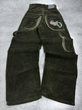 Alien Rare Y2K Corduroy Baggy Pants Szerokie Spodnie Luźne UFO 2000s sztruksowe embroidery skater