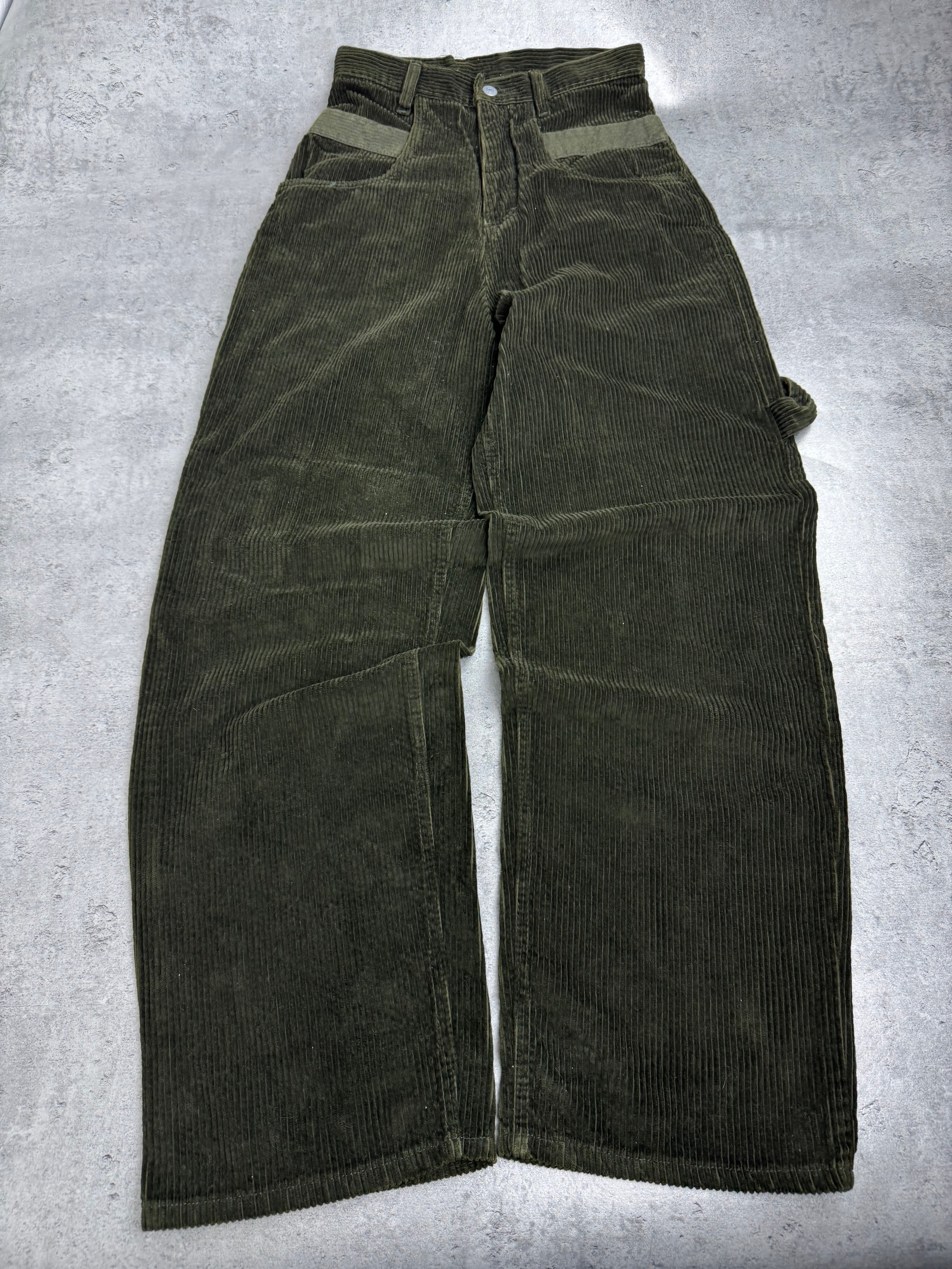 Alien Rare Y2K Corduroy Baggy Pants Szerokie Spodnie Luźne UFO 2000s sztruksowe embroidery skater