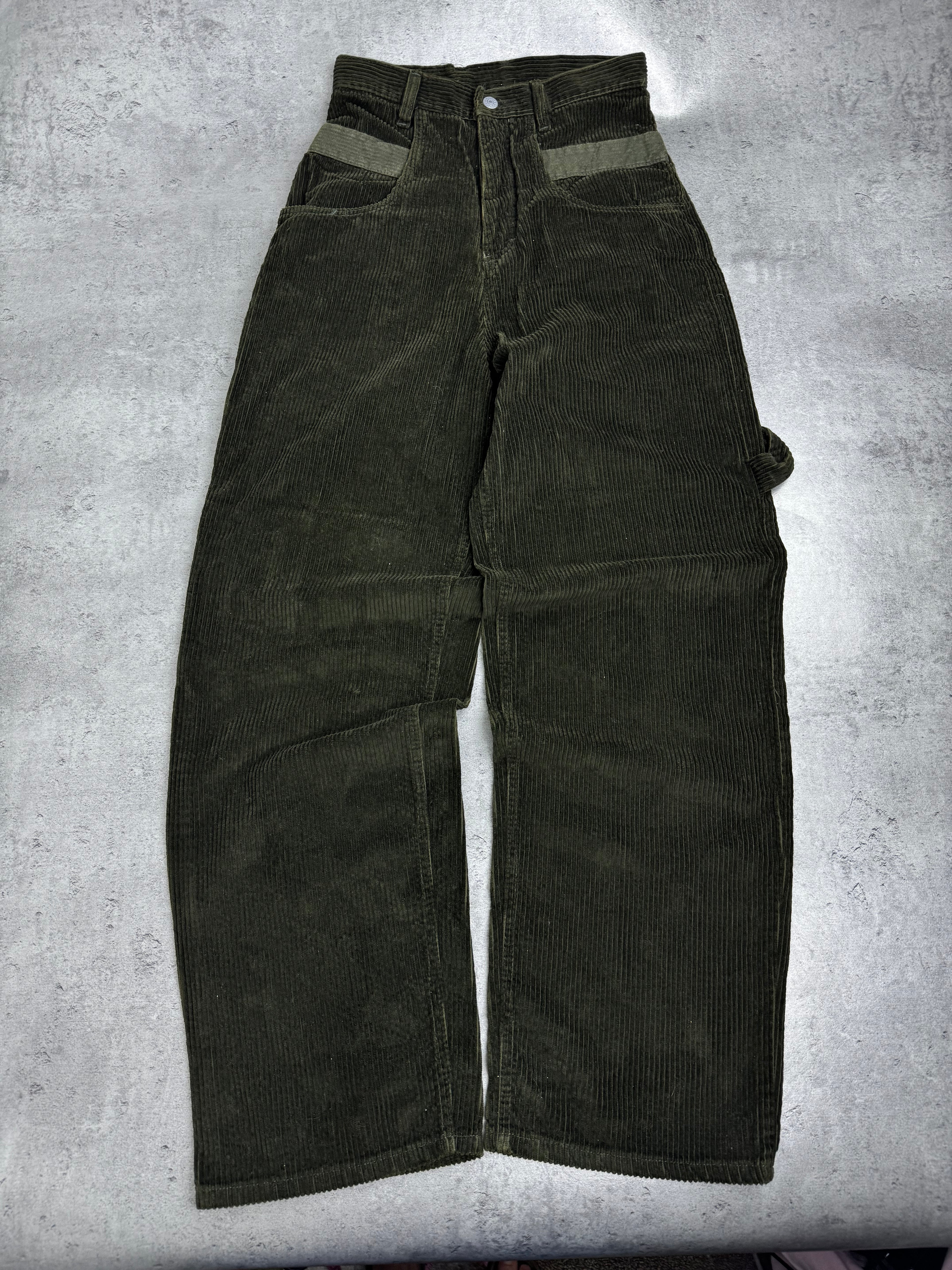 Alien Rare Y2K Corduroy Baggy Pants Szerokie Spodnie Luźne UFO 2000s sztruksowe embroidery skater