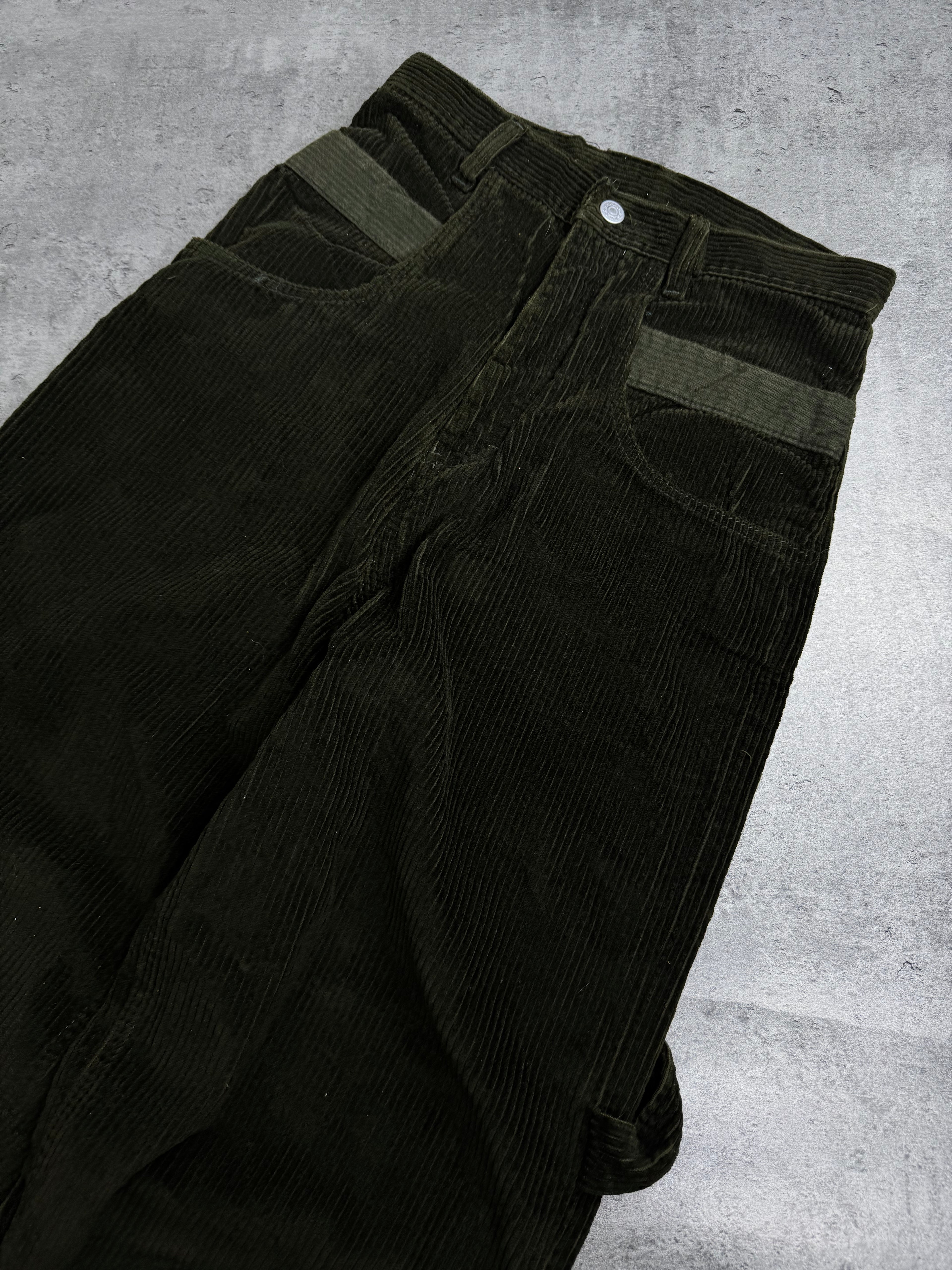 Alien Rare Y2K Corduroy Baggy Pants Szerokie Spodnie Luźne UFO 2000s sztruksowe embroidery skater