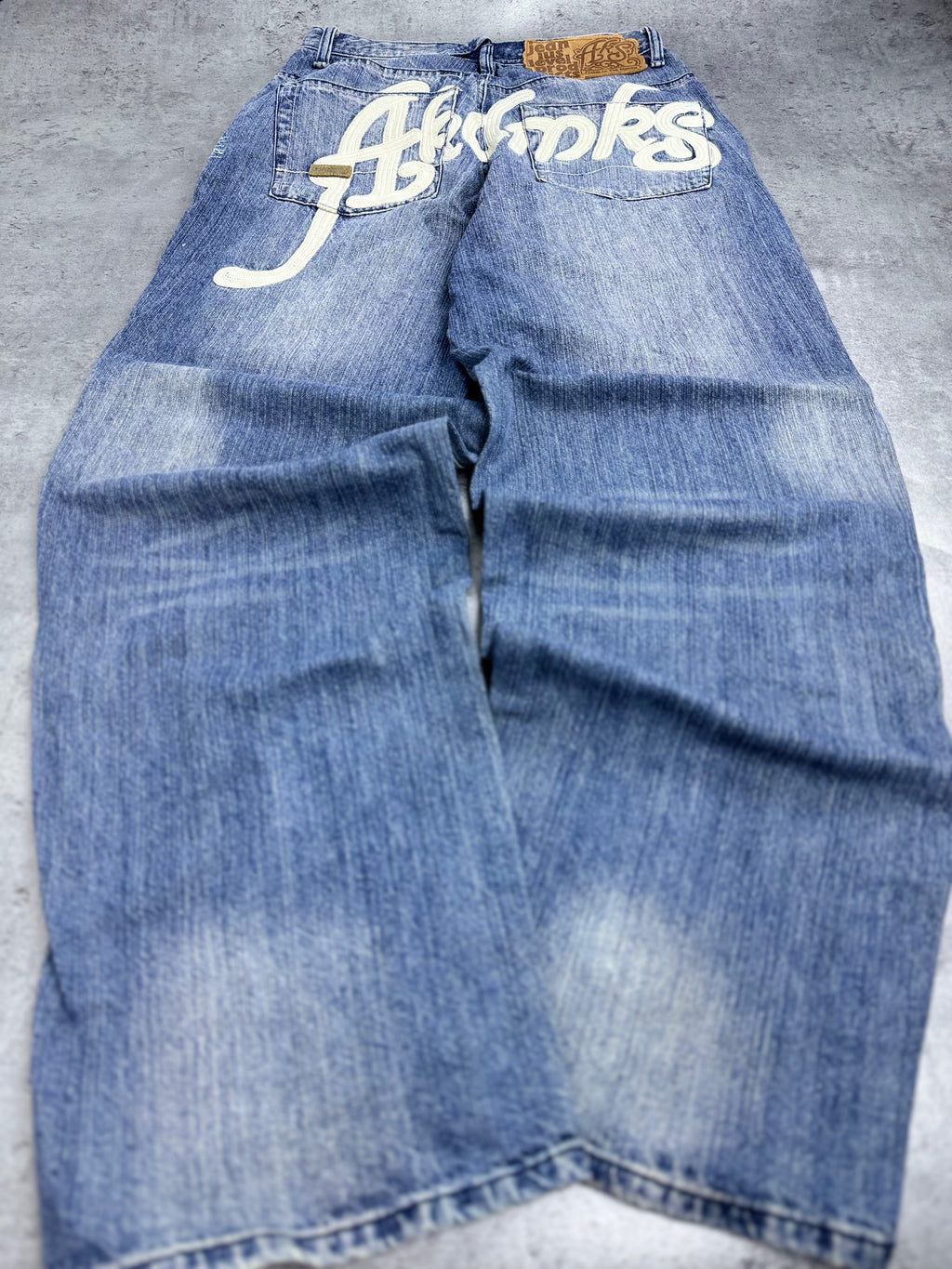 Y2K AKADEMIKS Baggy 2000s Jeans Wide Leg Luźne Spodnie Jeansowe Amerykańskie Vintage