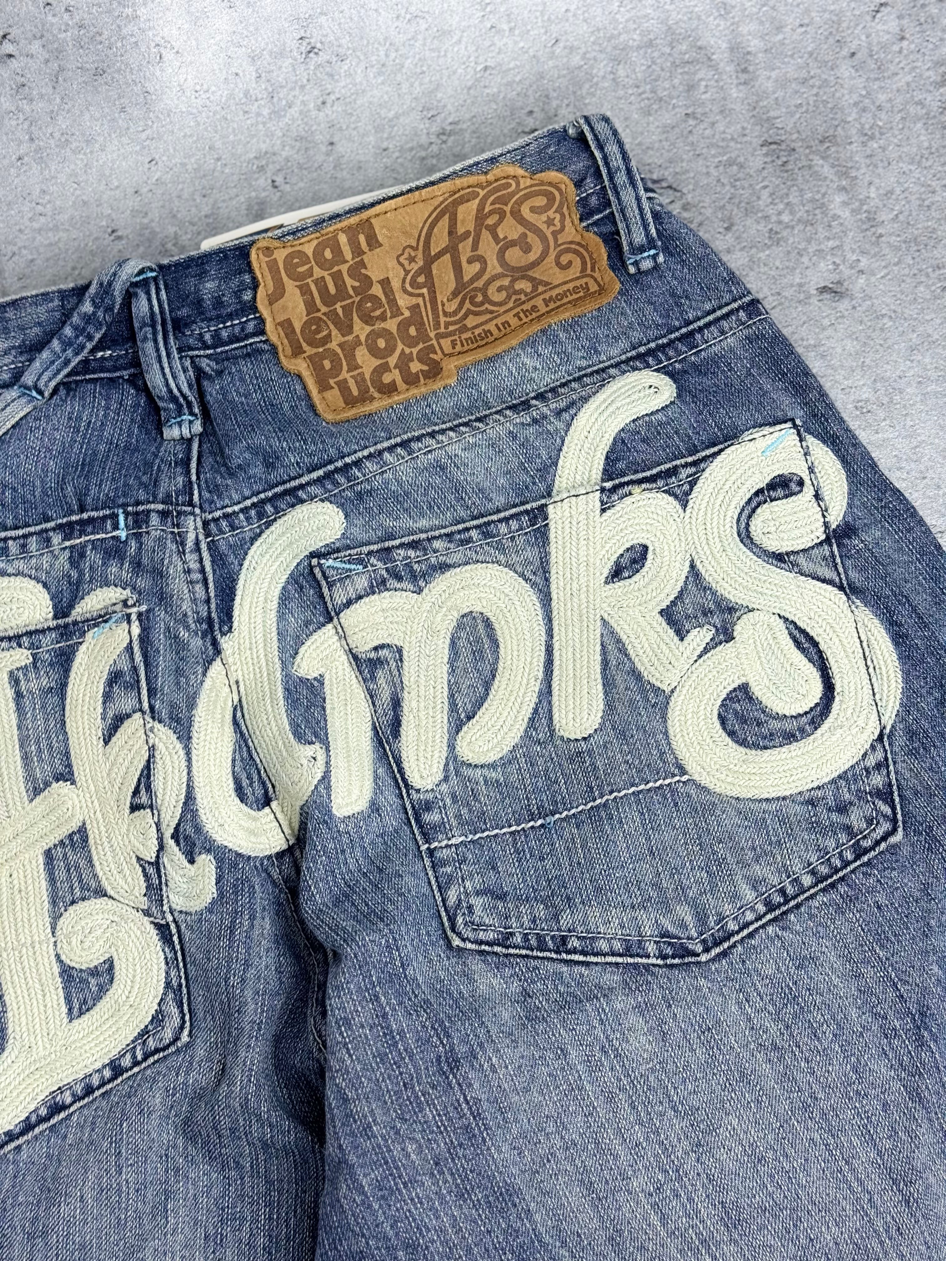 Y2K AKADEMIKS Baggy 2000s Jeans Wide Leg Luźne Spodnie Jeansowe Amerykańskie Vintage