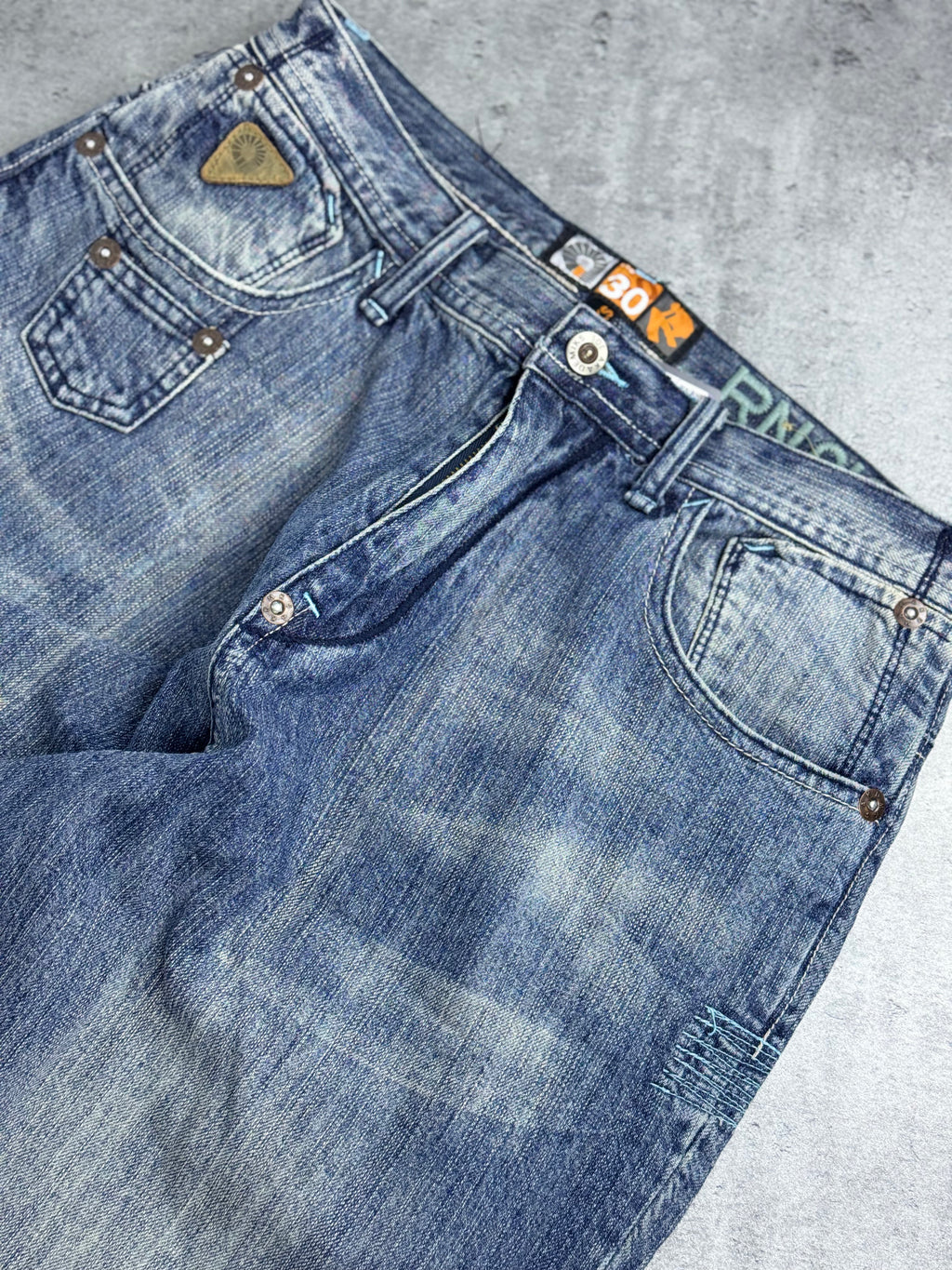 Y2K AKADEMIKS Baggy 2000s Jeans Wide Leg Luźne Spodnie Jeansowe Amerykańskie Vintage